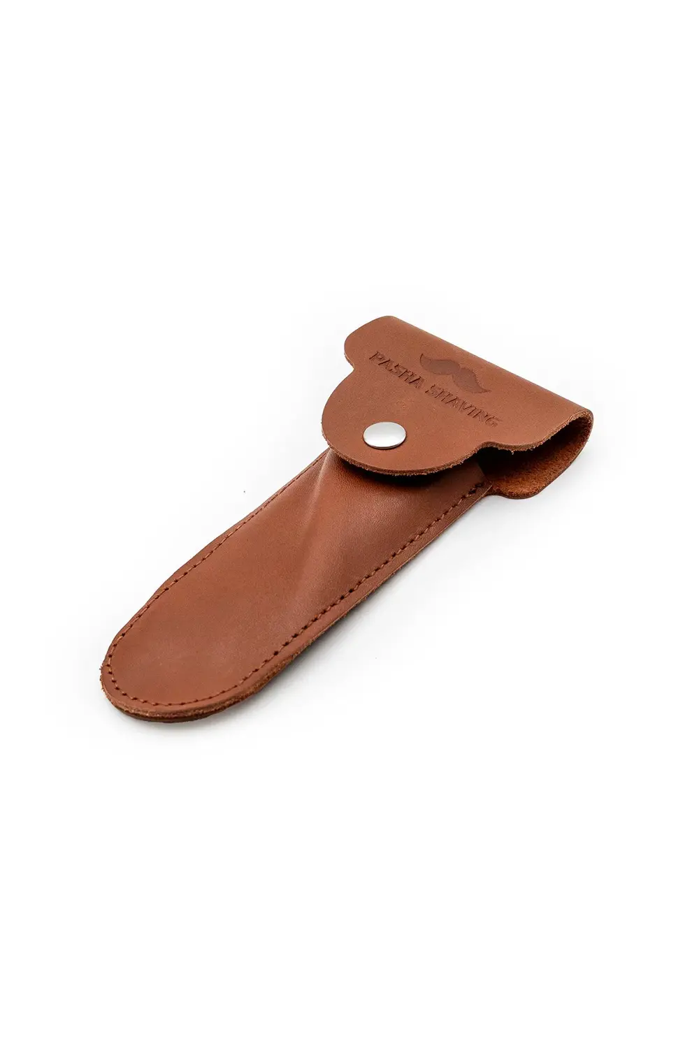 Hakiki Deri Kahverengi Tıraş Bıçağı Seyahat Kılıfı, Çıtçıt Kapakl