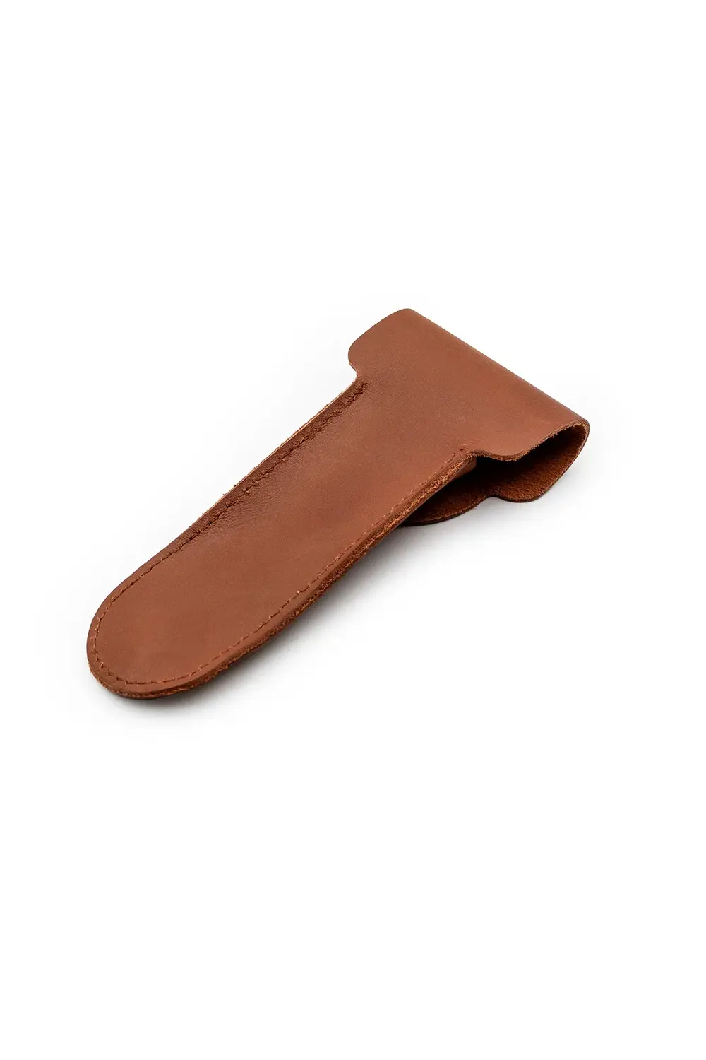 Hakiki Deri Kahverengi Tıraş Bıçağı Seyahat Kılıfı, Çıtçıt Kapakl