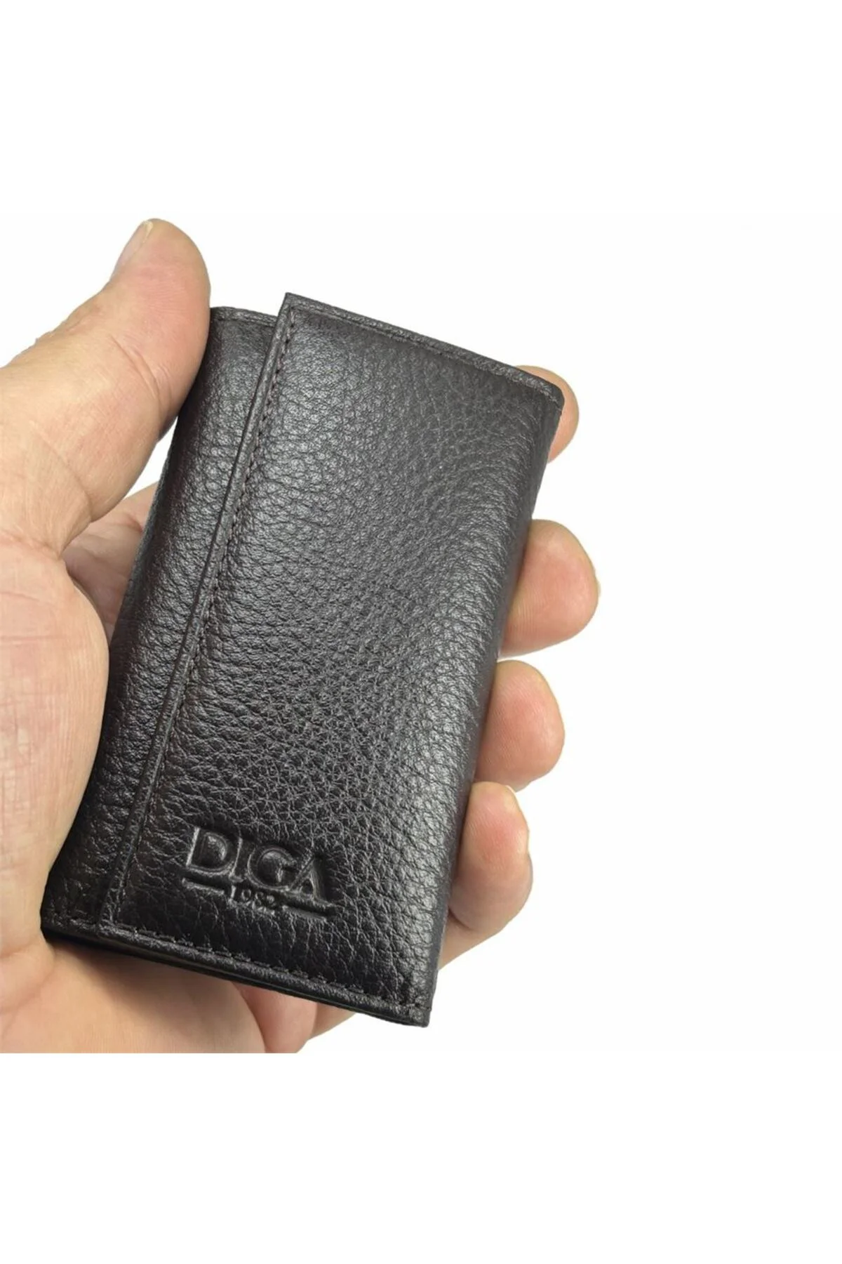 Hakiki Deri Organizer Dikey Avuçiçi Anahtarlık Kahve