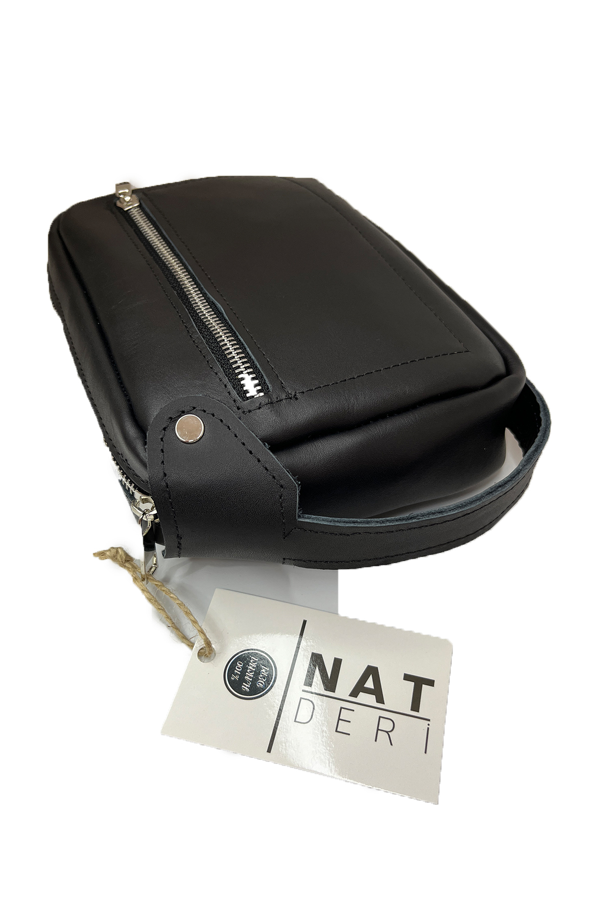 Diğer 1519 Hakiki Deri Siyah Erkek El Çantasi – Şik Fermuarli Model, El Tutm