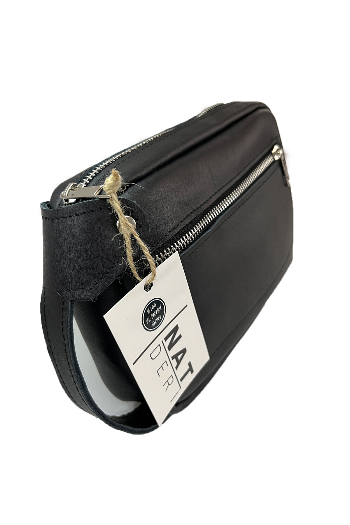 Diğer 1519 Hakiki Deri Siyah Erkek El Çantasi – Şik Fermuarli Model, El Tutm