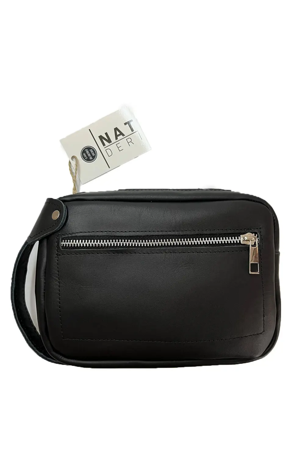 Hakiki Deri Siyah Erkek El Çantası – Şık Fermuarlı Model, El Tutm