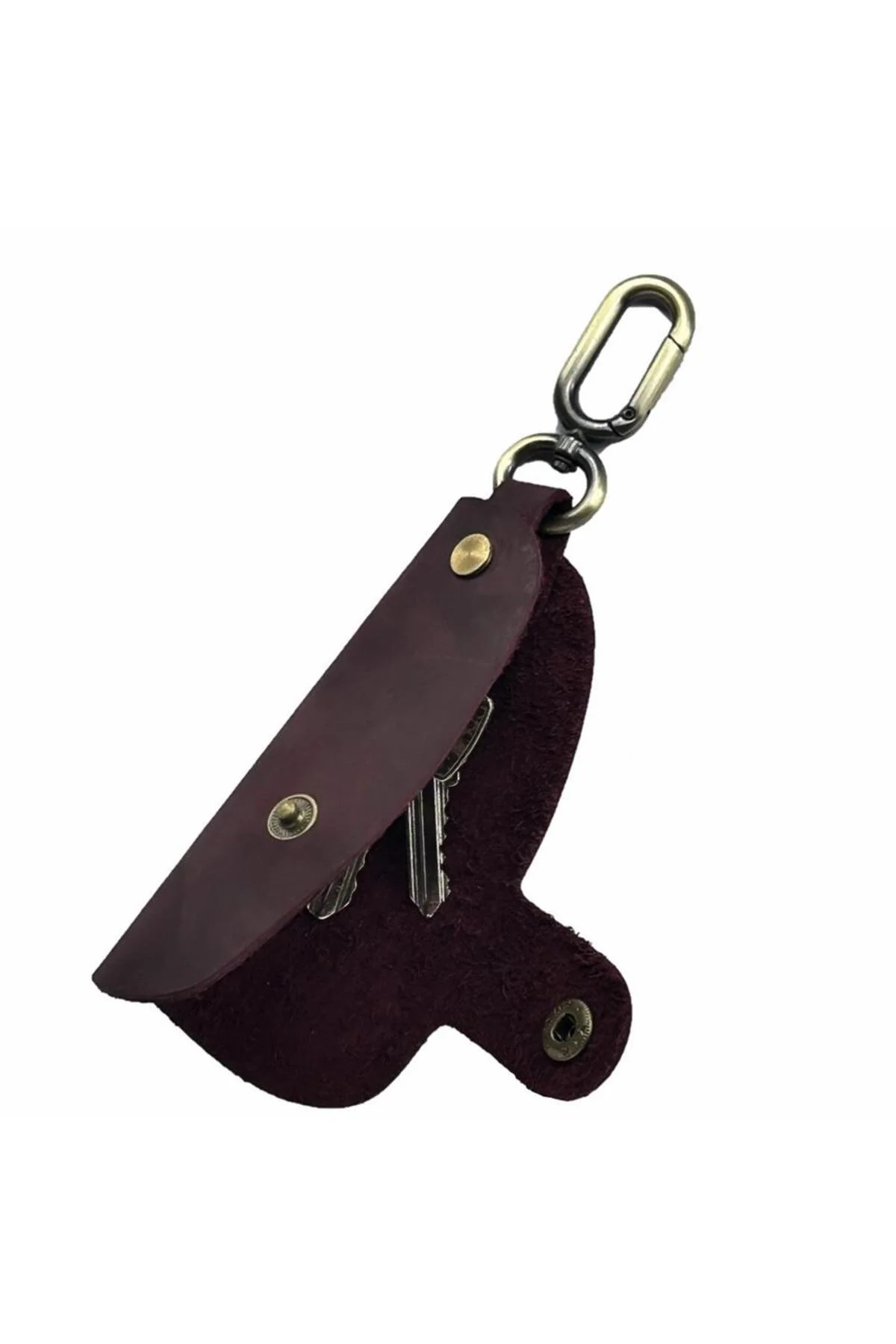 Hakiki Deri Slim Anahtarlık Crazy Bordo