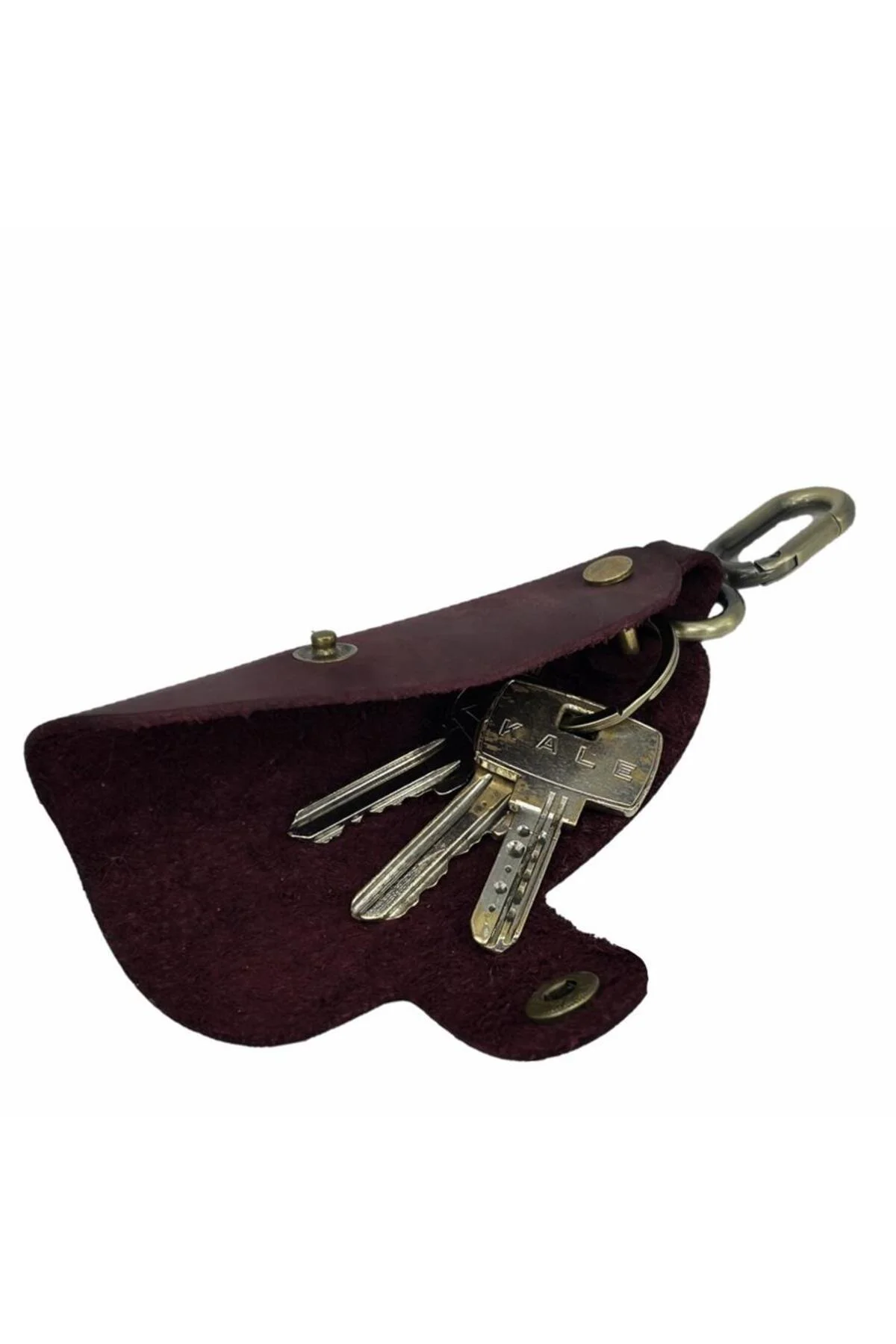 Hakiki Deri Slim Anahtarlık Crazy Bordo