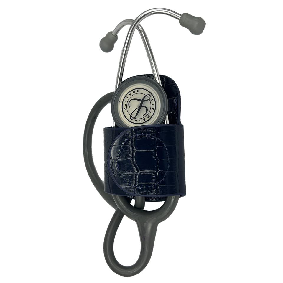 Çanta Yurdu Hakiki Deri Stetoskop Tutucu Organizer Holder Kroko Lacivert