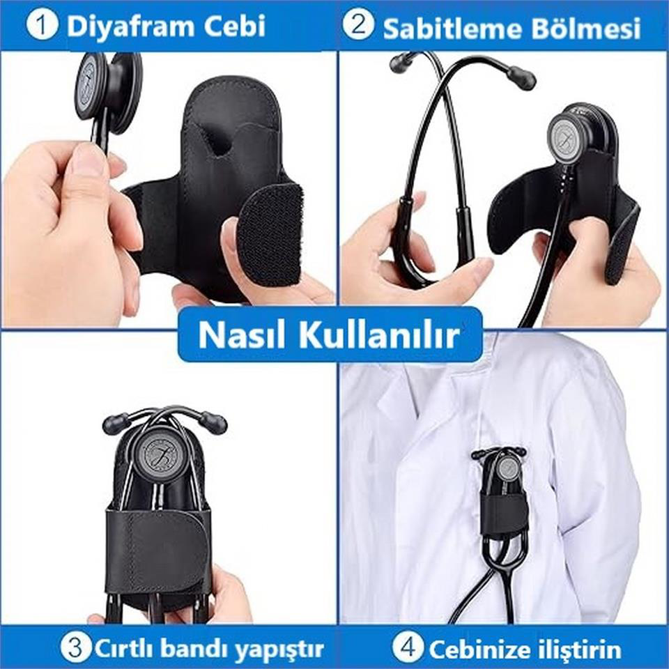 Çanta Yurdu Hakiki Deri Stetoskop Tutucu Organizer Holder Kroko Lacivert