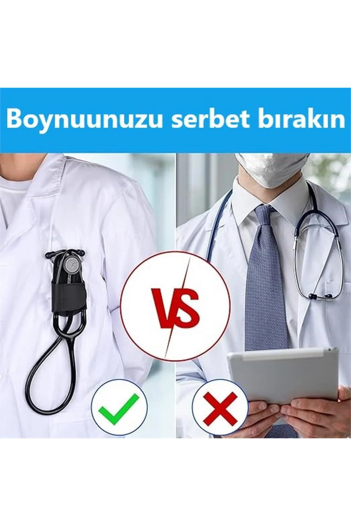 Hakiki Deri Stetoskop Tutucu Organizer Holder Gri