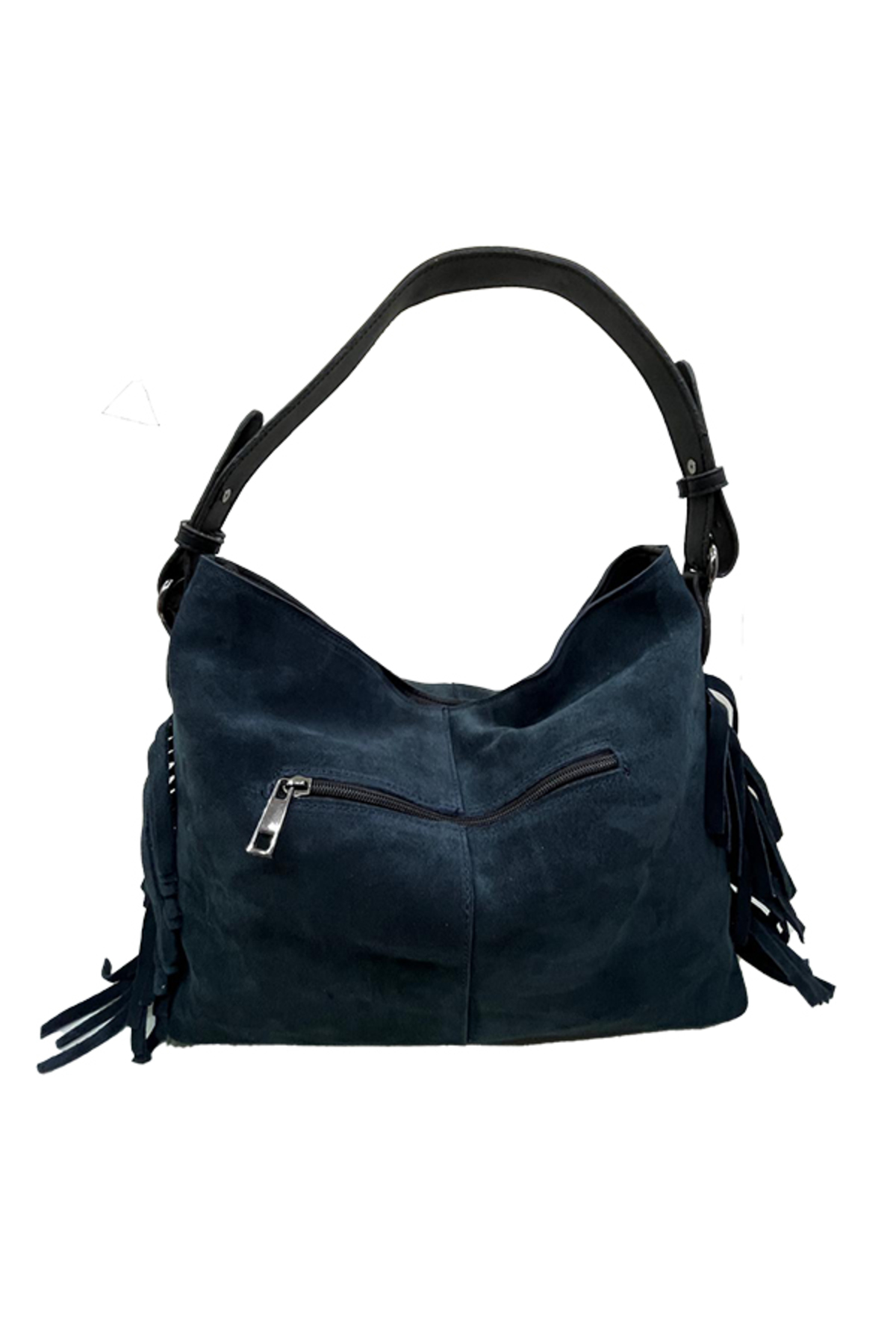 Hbs Hakiki Deri Süet Püskül Detayli Kadin Omuz Çantasi