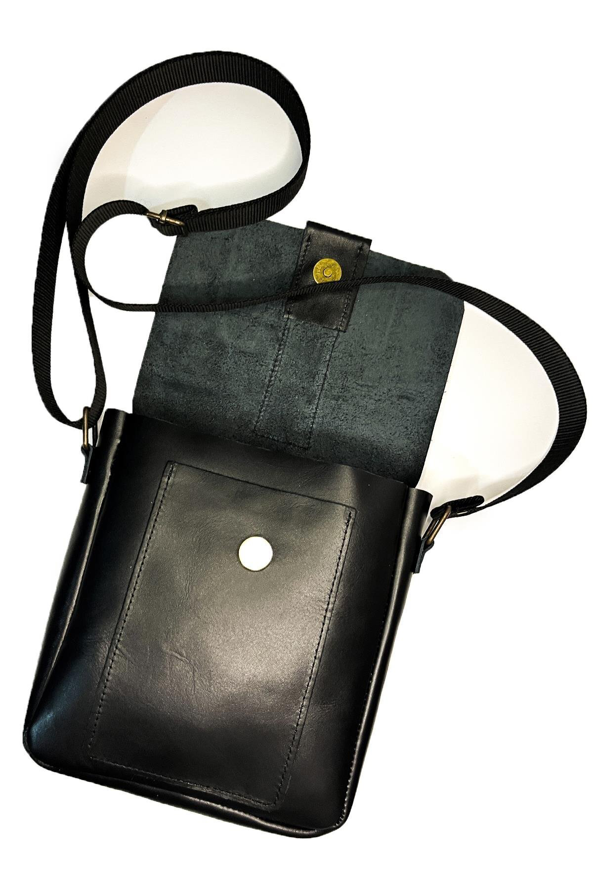 Diğer 1519 Hakiki Deri Unisex Omuz Ve Postaci Çanta - Ayarlanabilir Askili S