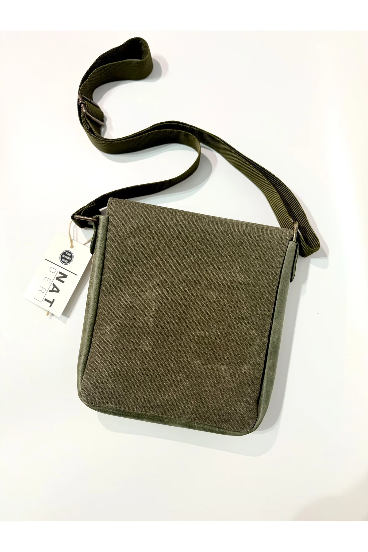 Hakiki Deri ve Kanvas Omuz Çantası | 20x25 cm | Ayarlanabilir Askılı, Ön Cepli Unisex Günlük Çanta