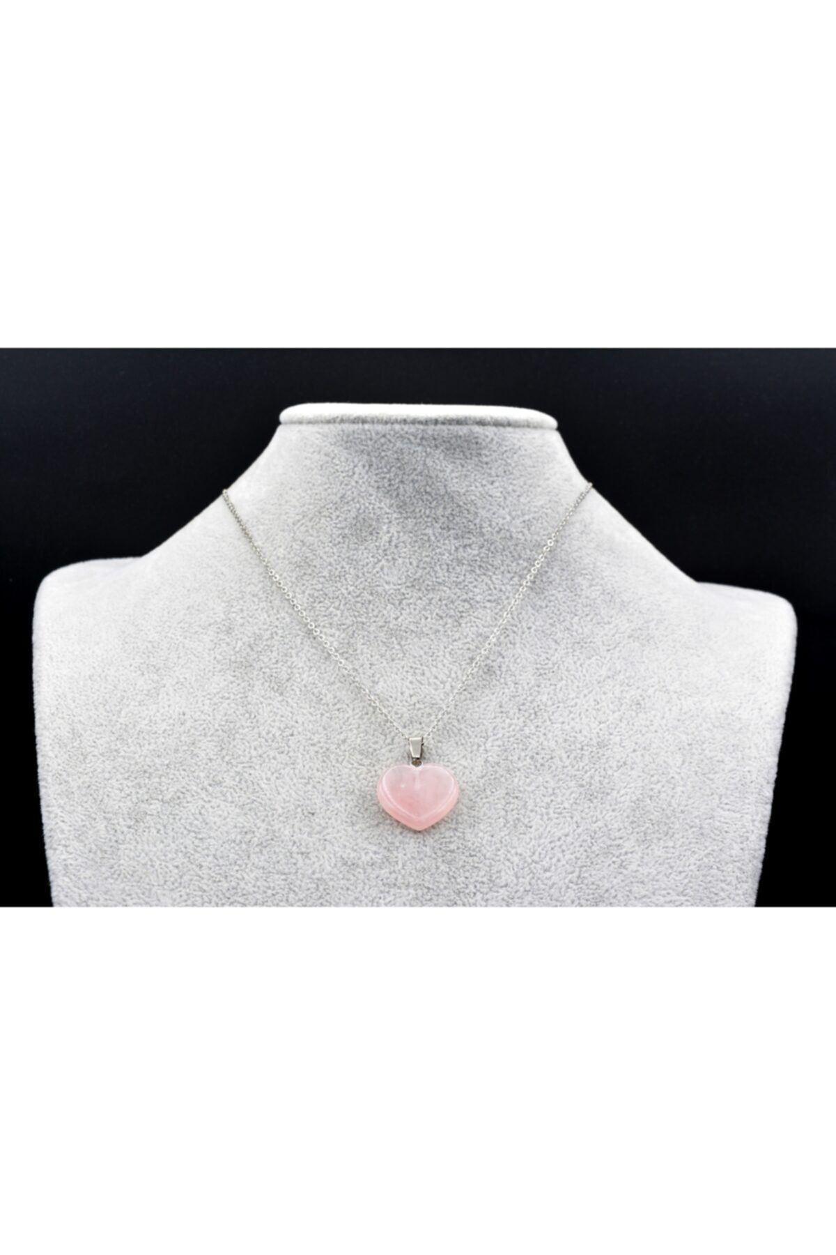 Hakiki Doğal Kalp Pembe Kuvars Kolye Ucu 1.kalite 001