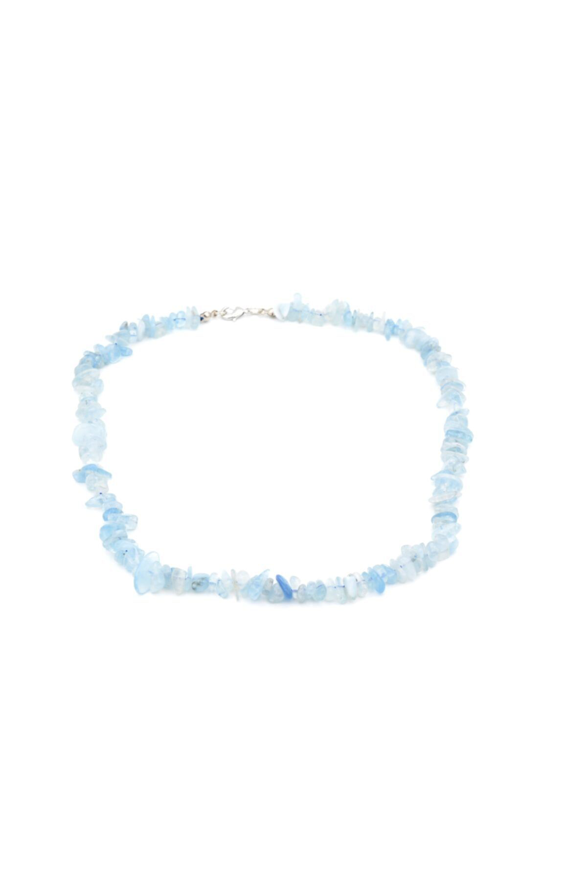 Hakiki Doğal Kırık Taş Akuamarin Kolye 1.kalite Doğal Taş 002