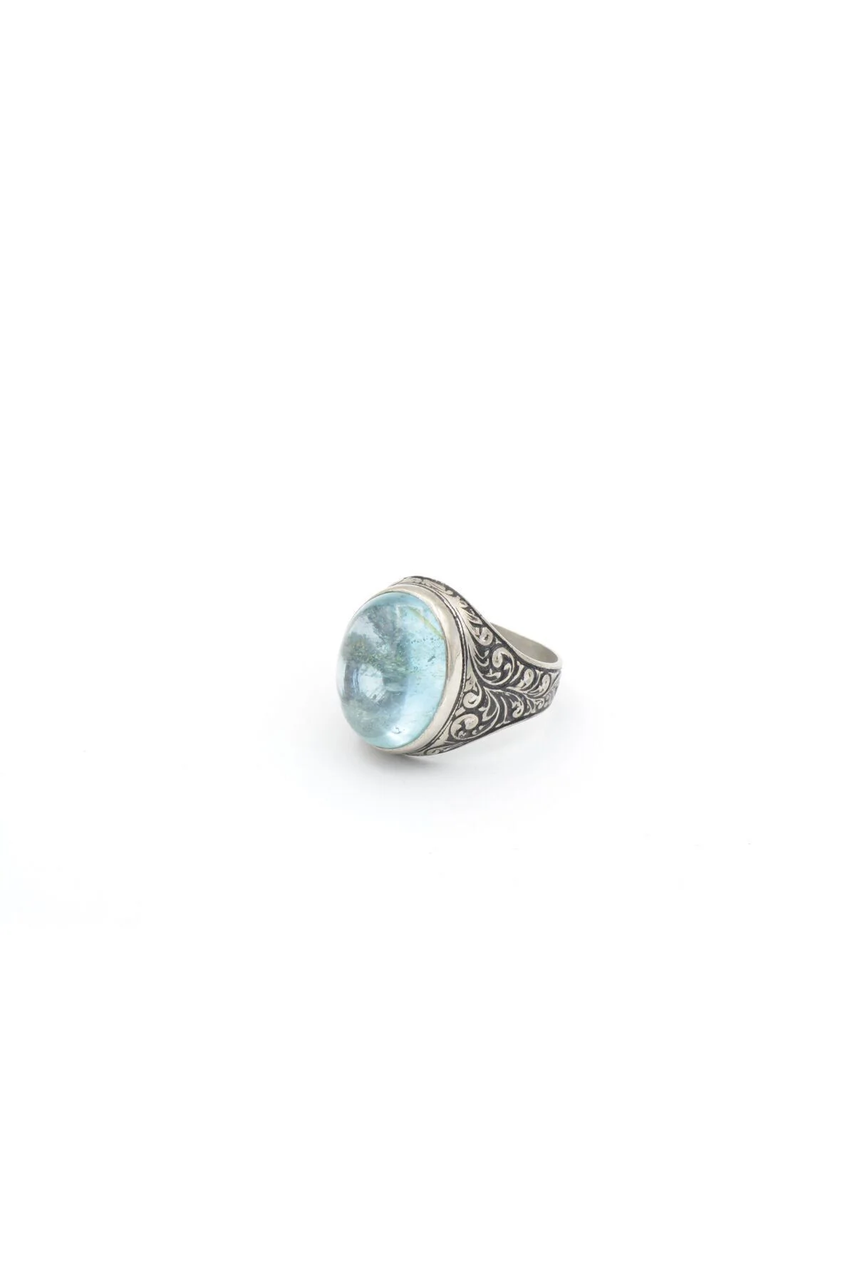 Hakiki Doğal Mavi Topaz Taşlı Gümüş Erkek Yüzük 27
