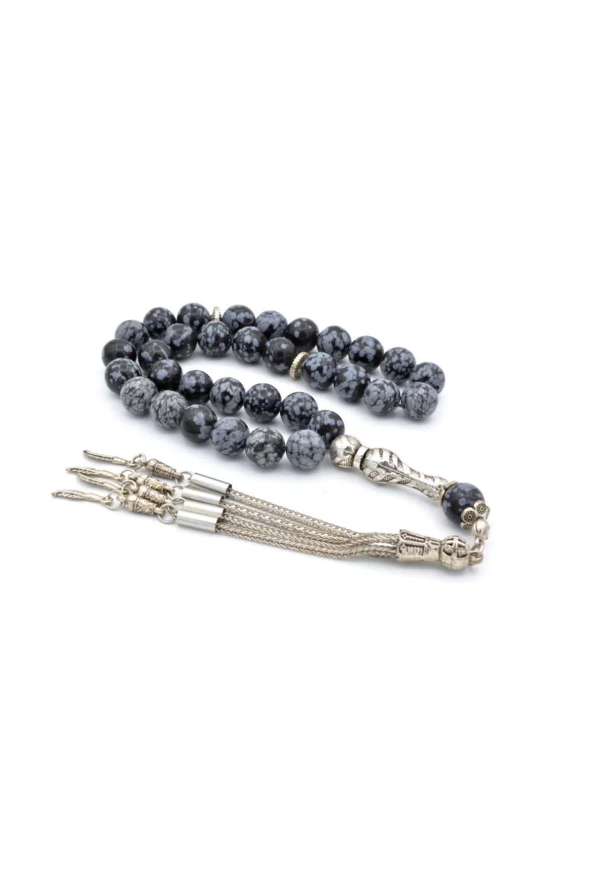 Hakiki Doğal Obsidyen Taşı Tesbih Iri Boy 1.kalite 003