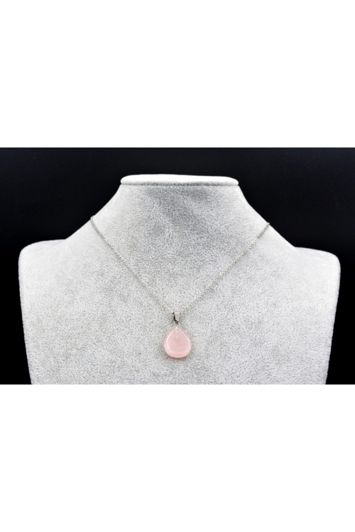 Hakiki Doğal Pembe Kuvars Kolye Ucu