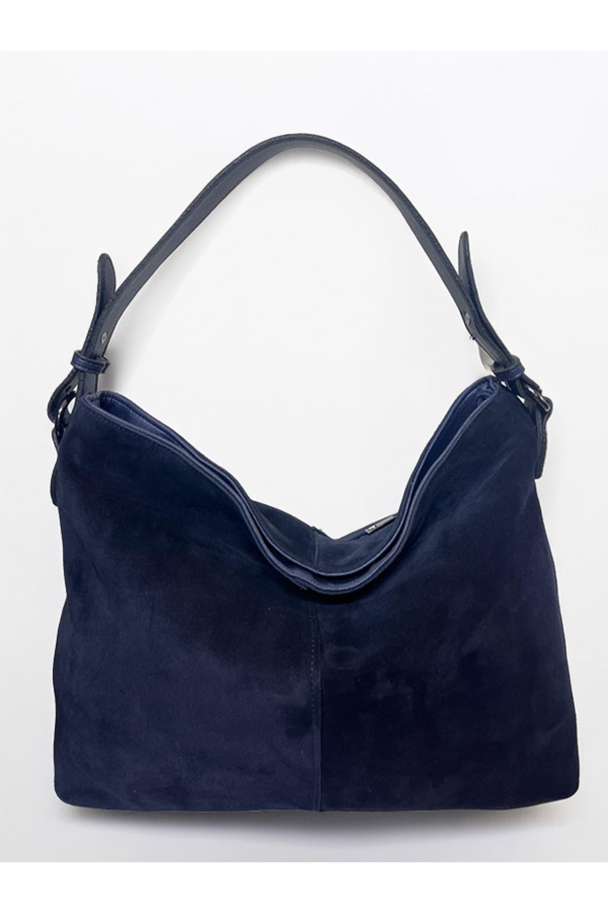 ÇANTA LACİVERT hakiki süet omuz çantası