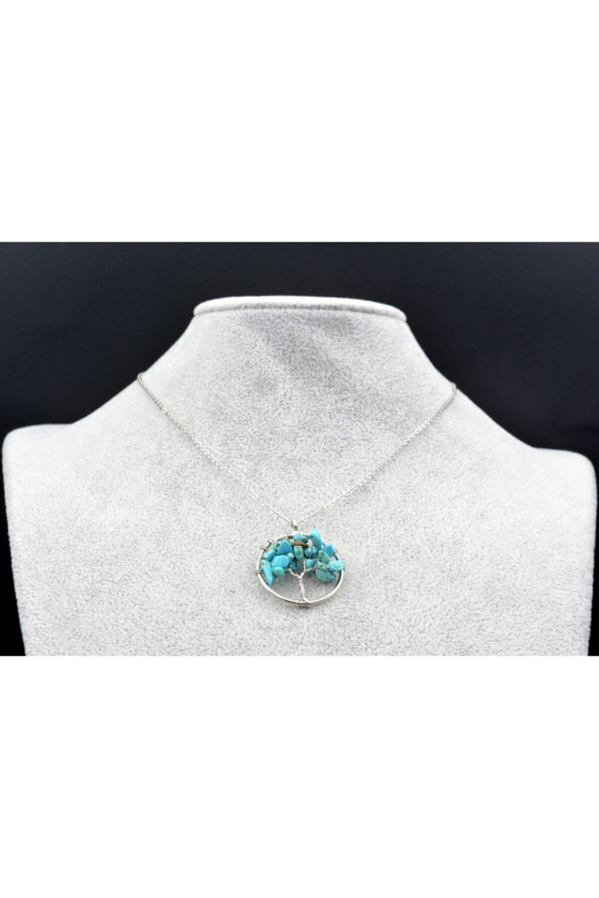Hakiki Turkuaz Taşı Hayat Ağacı Kolye Ucu 1.kalite 004