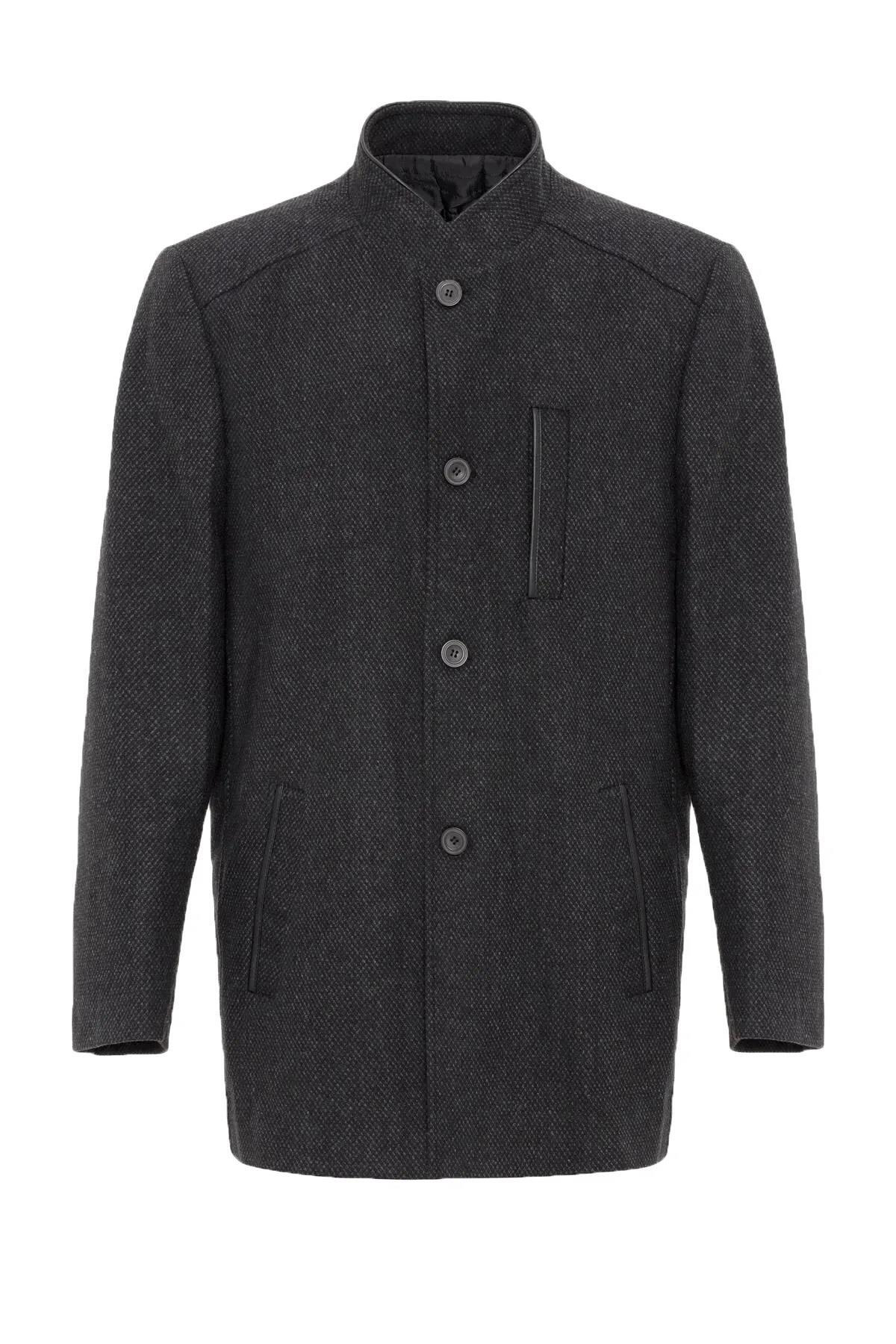 Süvari Hakim Yaka Regular Kalıp Armürlü Kaban