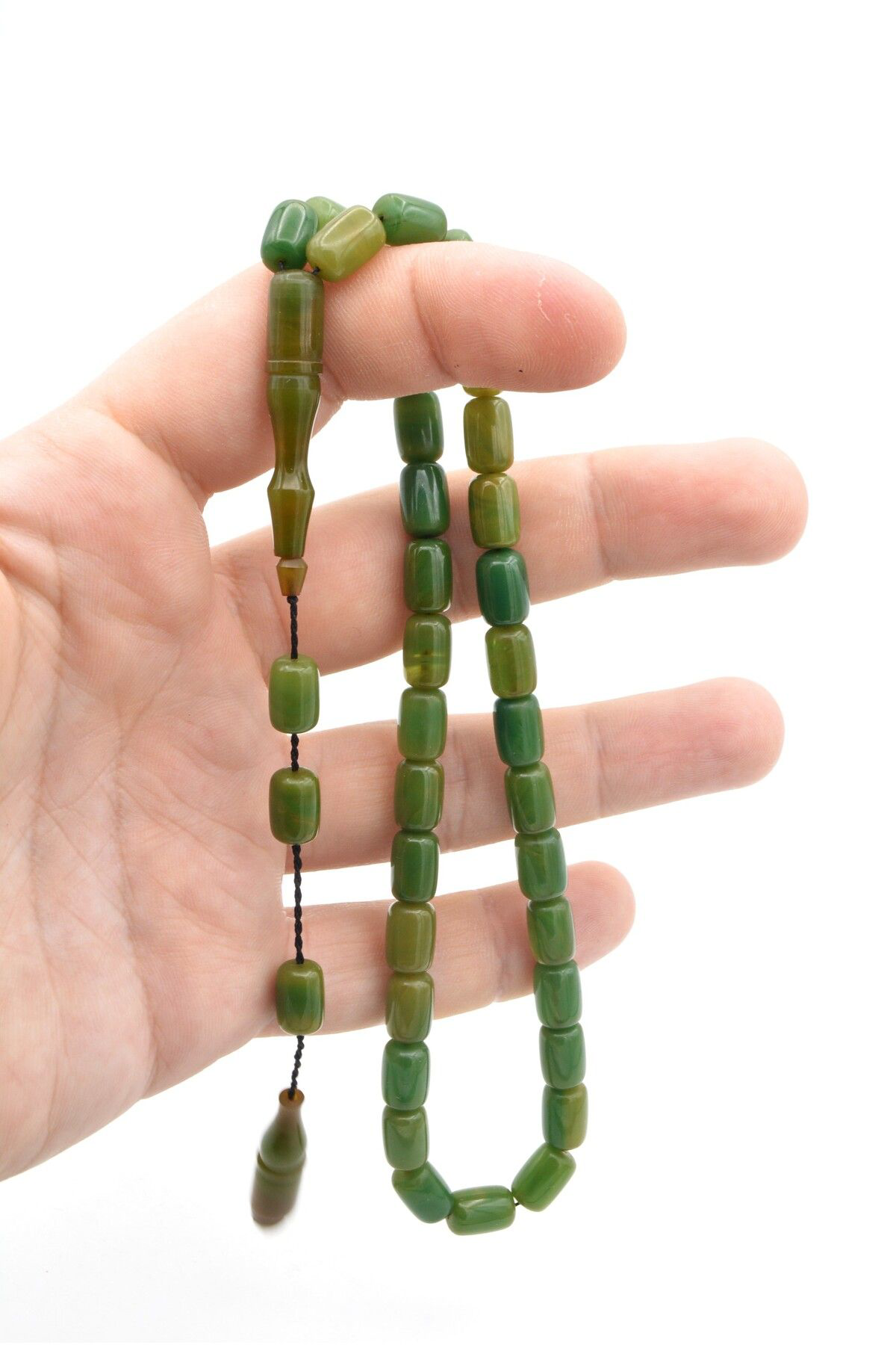 Murty99 Hakkı Usta İmzalı Kapsül Kesim Turkuaz Sıkma Kehribar Tesbih