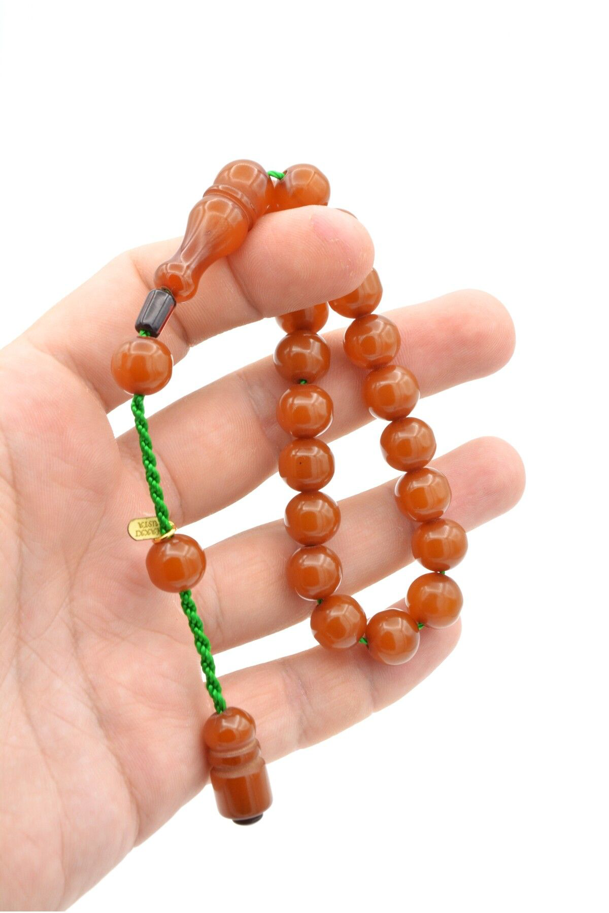 Murty99 Hakkı Usta İmzalı Küre Kesim Sarı Sıkma Kehribar Efe Maskot Tesbih