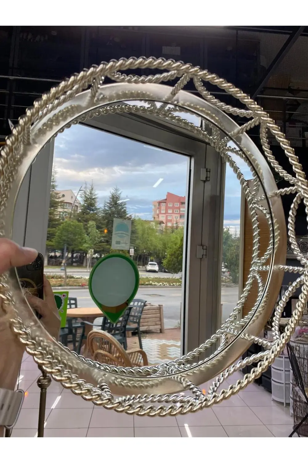 Halat Modeli Dekoratif Aynalı Tepsi 34x6,5cm