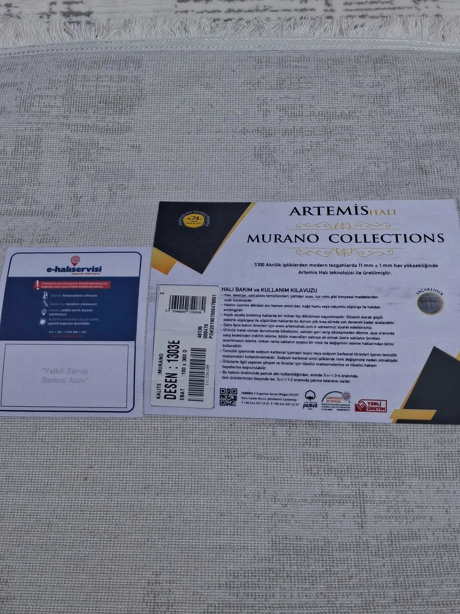 Halı Artemis Murano Collection  100*300 Ölçülerinde Saçaklı Yolluk