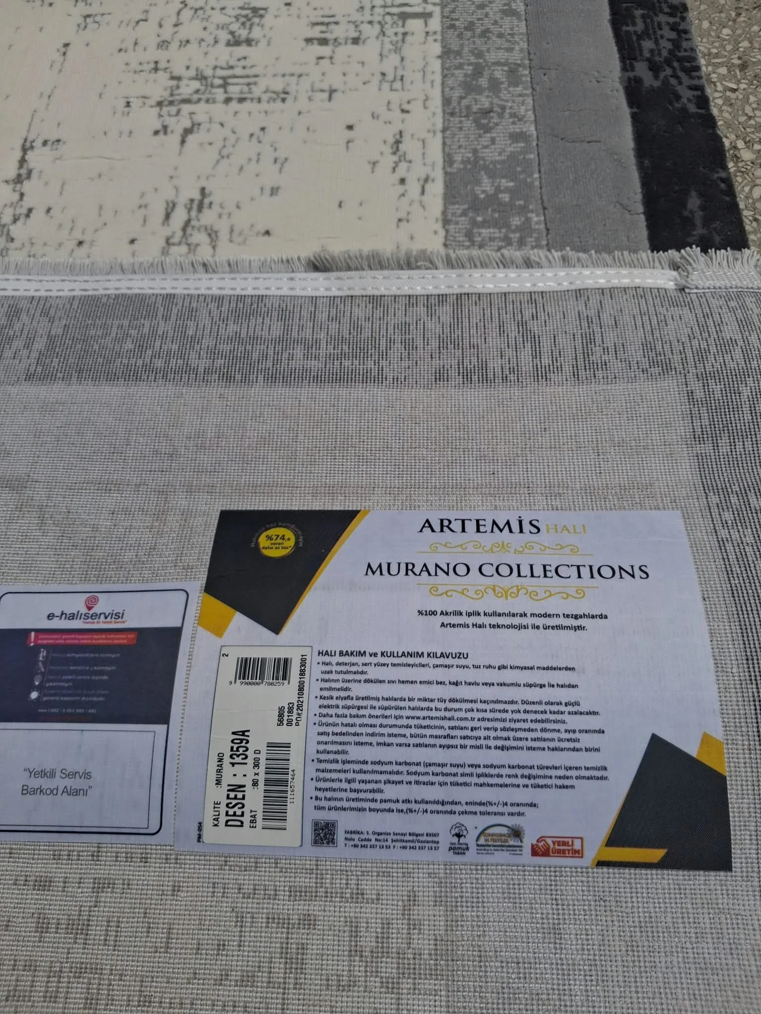 Halı Artemis Murano Collection  80*300 Ölçülerinde  Yolluk
