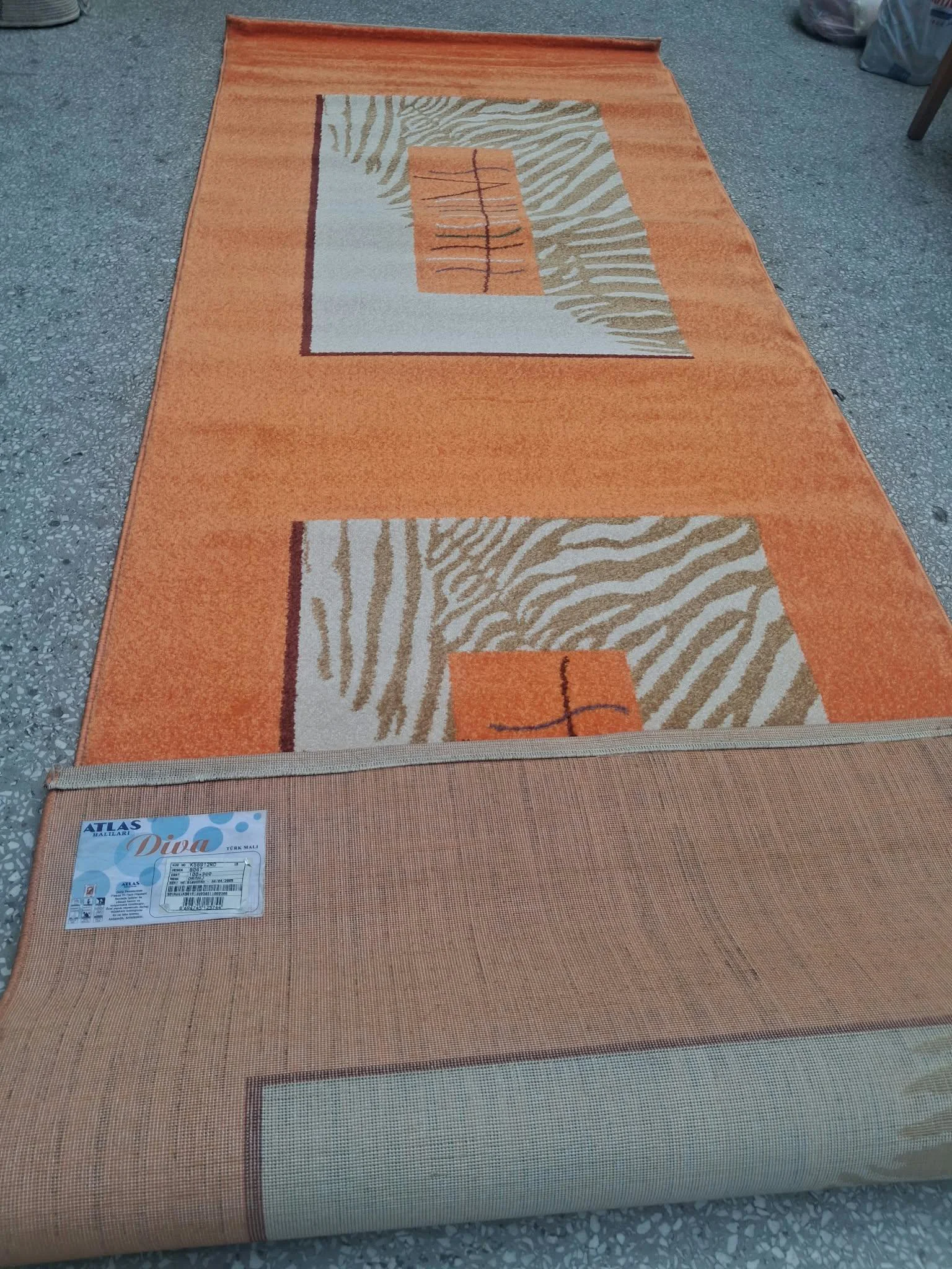 Halı Atlas Diva Turuncu 90715 Collection 100 *300 cm Yolluk Saçaksız