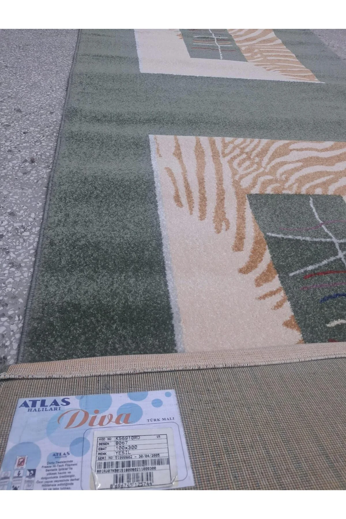 Halı Atlas Diva Yeşil 90716 Collection 100 *300 cm Yolluk Saçaksız - Görsel 3