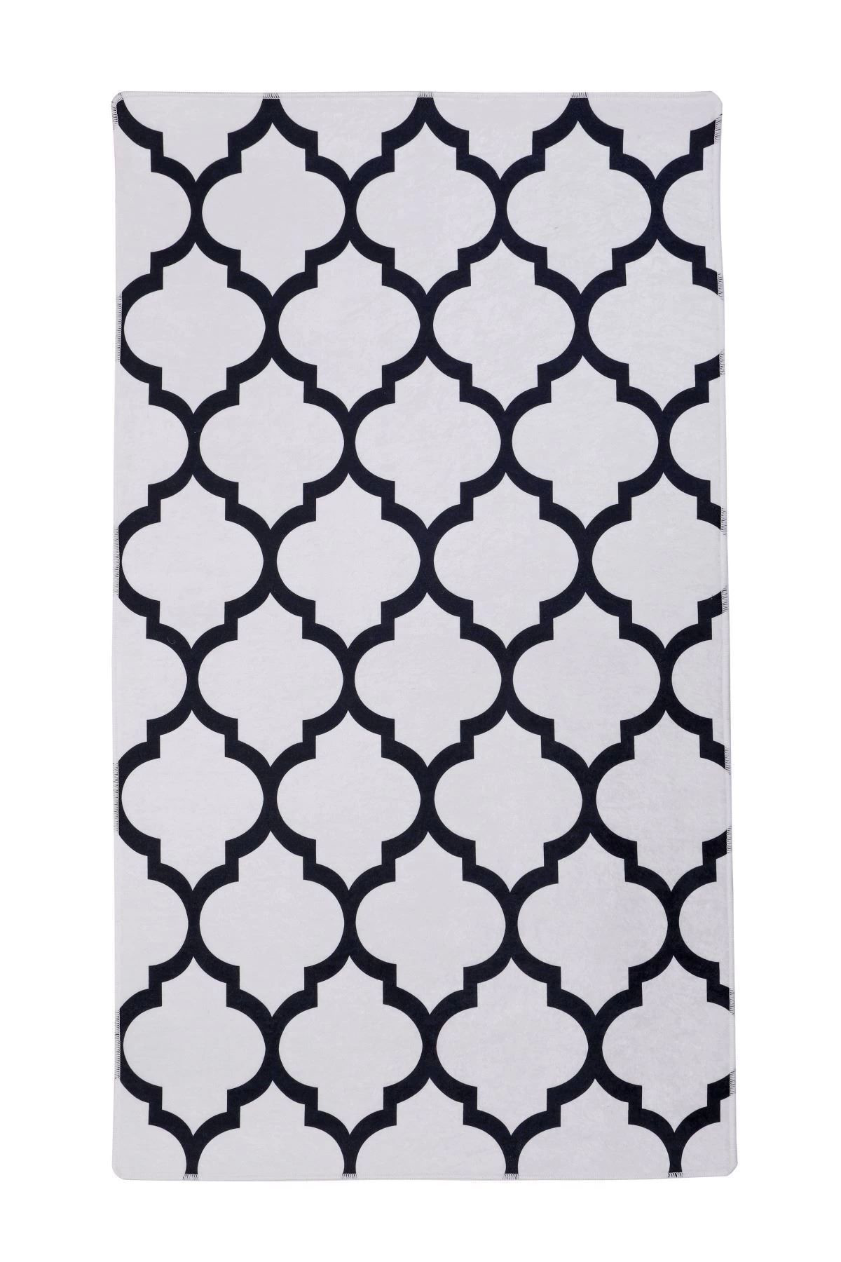 Dijidekor Hali Beyaz Maça Yikanabilir Saçaksiz Kesme İnce Yolluk Kilim Salo