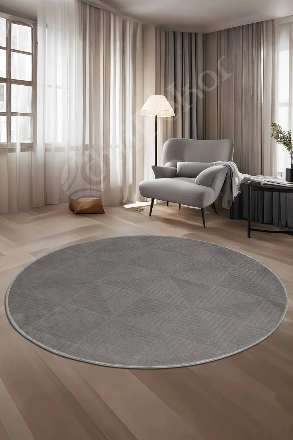 Halı Cool Gri Pramit Desenli Saçaksız Yuvarlak Kesme Yolluk Kilim Halı Cool Gri Pramit Desenli Saçaksız Yuvarlak Kesme Yolluk Kilim