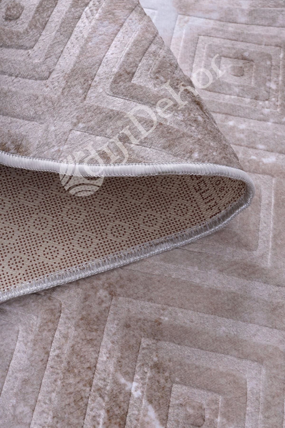 Halı Devetüyü Cool Karo Yuvarlak Kaymaz Kesme Ince Yolluk Kilim S