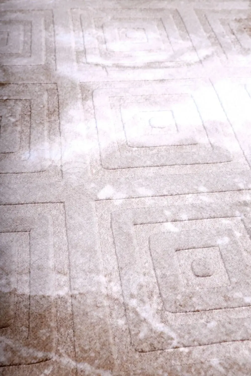 Halı Devetüyü Cool Karo Saçaklı Yuvarlak Kesme Ince Yolluk Kilim