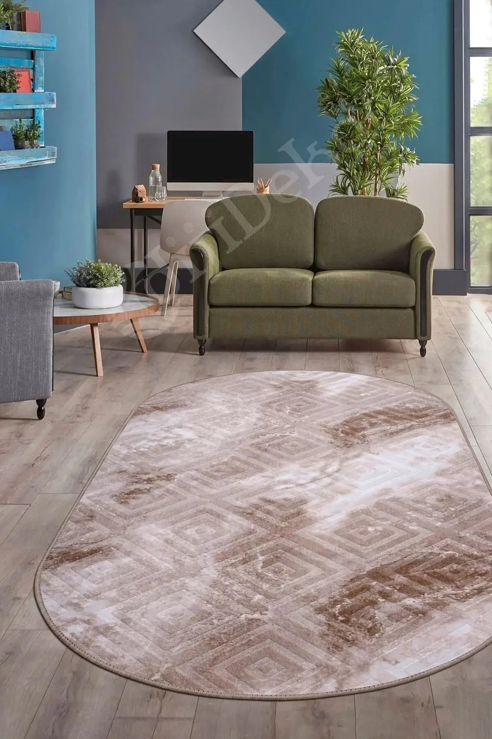 Halı Devetüyü Cool Karo Yıkanabilir Oval Kesme Ince Yolluk Kilim Halı Devetüyü Cool Karo Yıkanabilir Oval Kesme Ince Yolluk Kilim