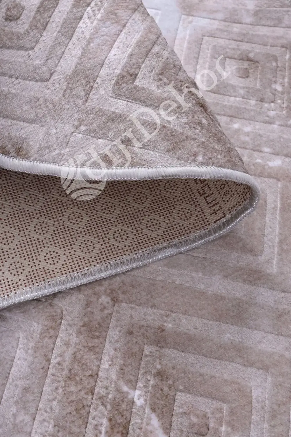 Halı Devetüyü Cool Karo Yuvarlak Kaymaz Kesme Ince Yolluk Kilim S