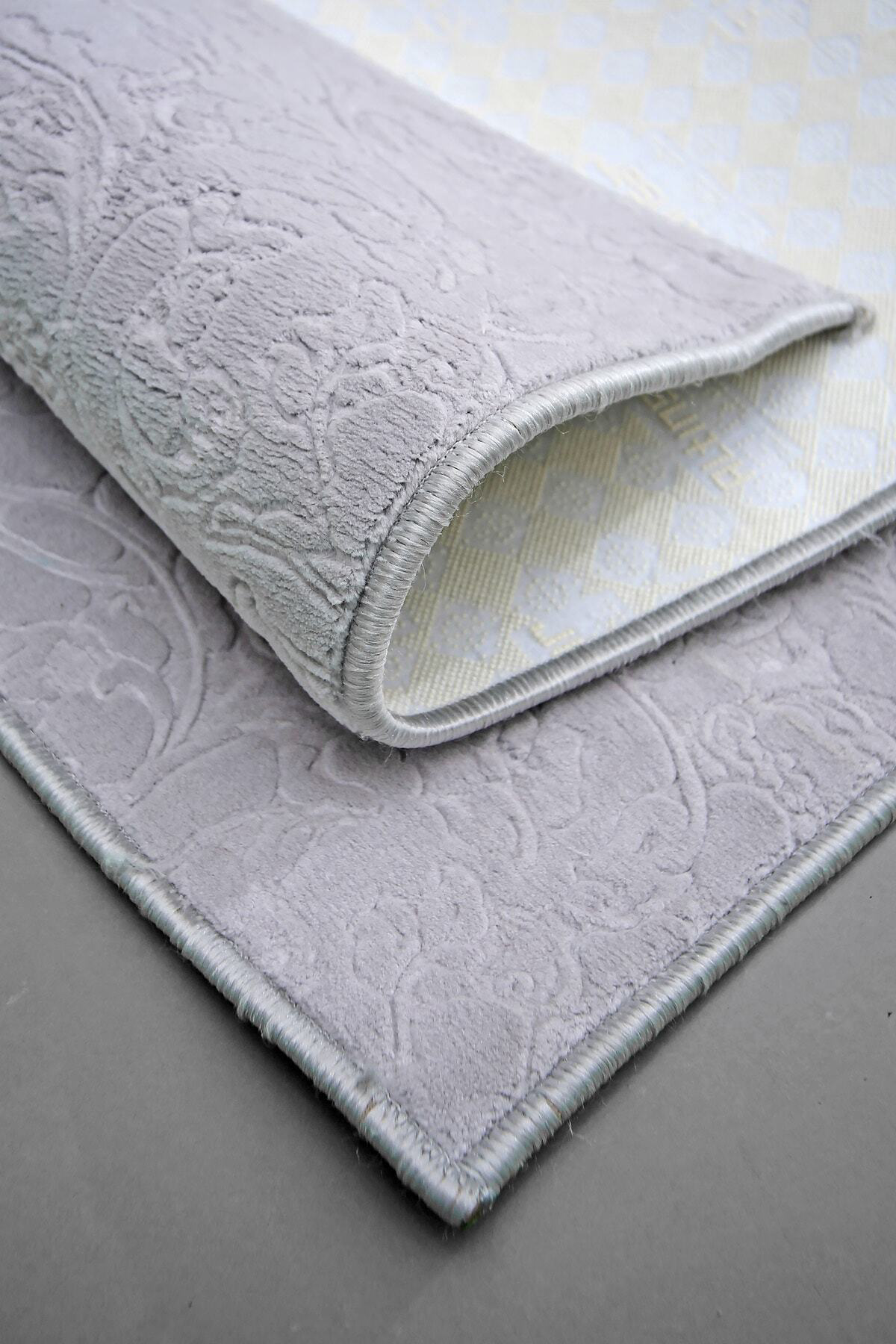 Halı Elit Gri Kaymaz Taban Yıkanabilir Kesme Yolluk Salon Koridor