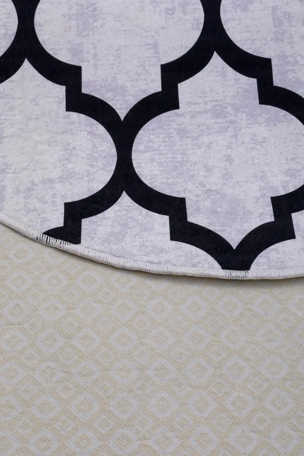 Halı Gri Maça Yıkanabilir Saçaksız Oval Kesme Ince Yolluk Kilim S