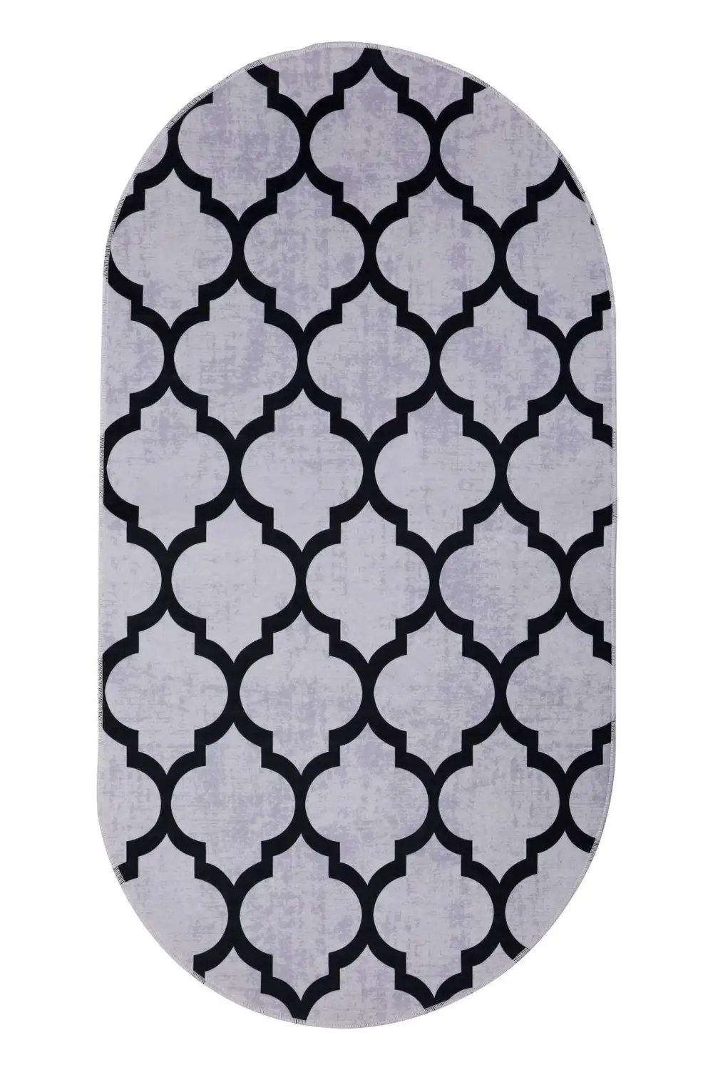 Halı Gri Maça Yıkanabilir Saçaksız Oval Kesme Ince Yolluk Kilim S