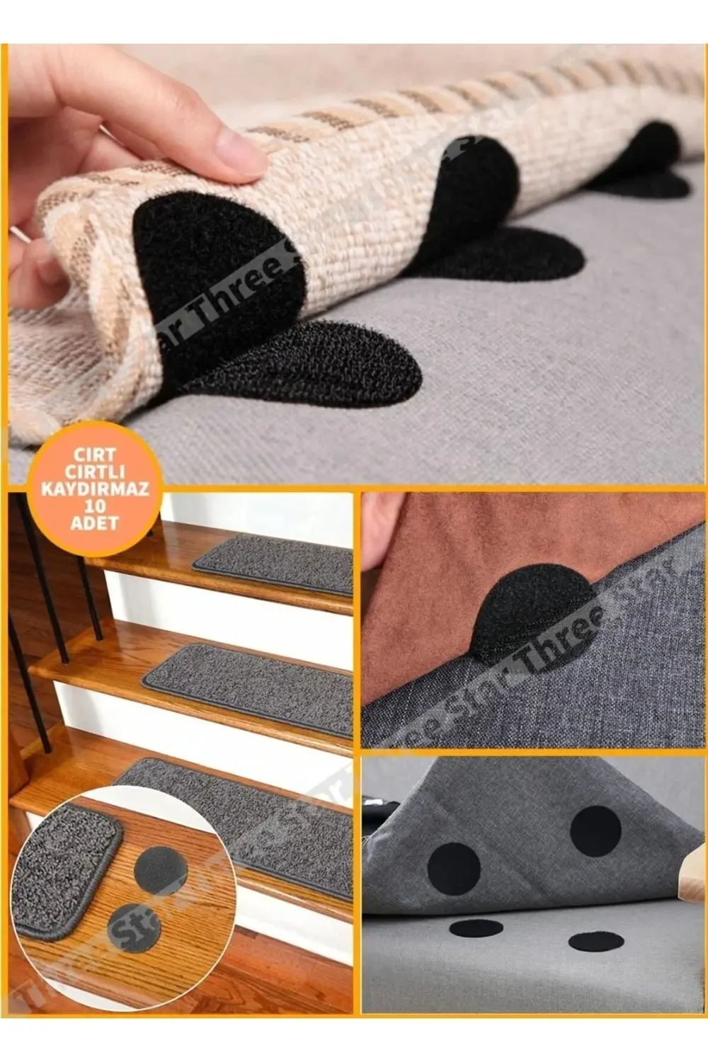 Halı Kilim Kaydırmaz Cırt 10 Set Mobilya Profilleri Siyah CN