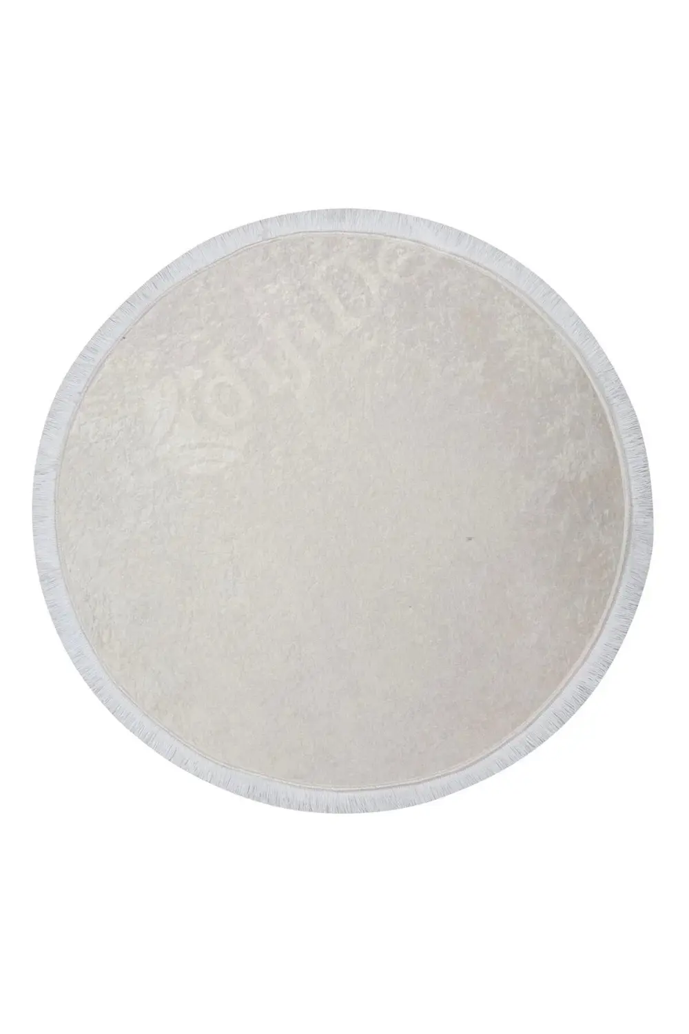 Halı Krem Cool Janjanlı Yuvarlak Saçaklı Kesme Ince Yolluk Kilim