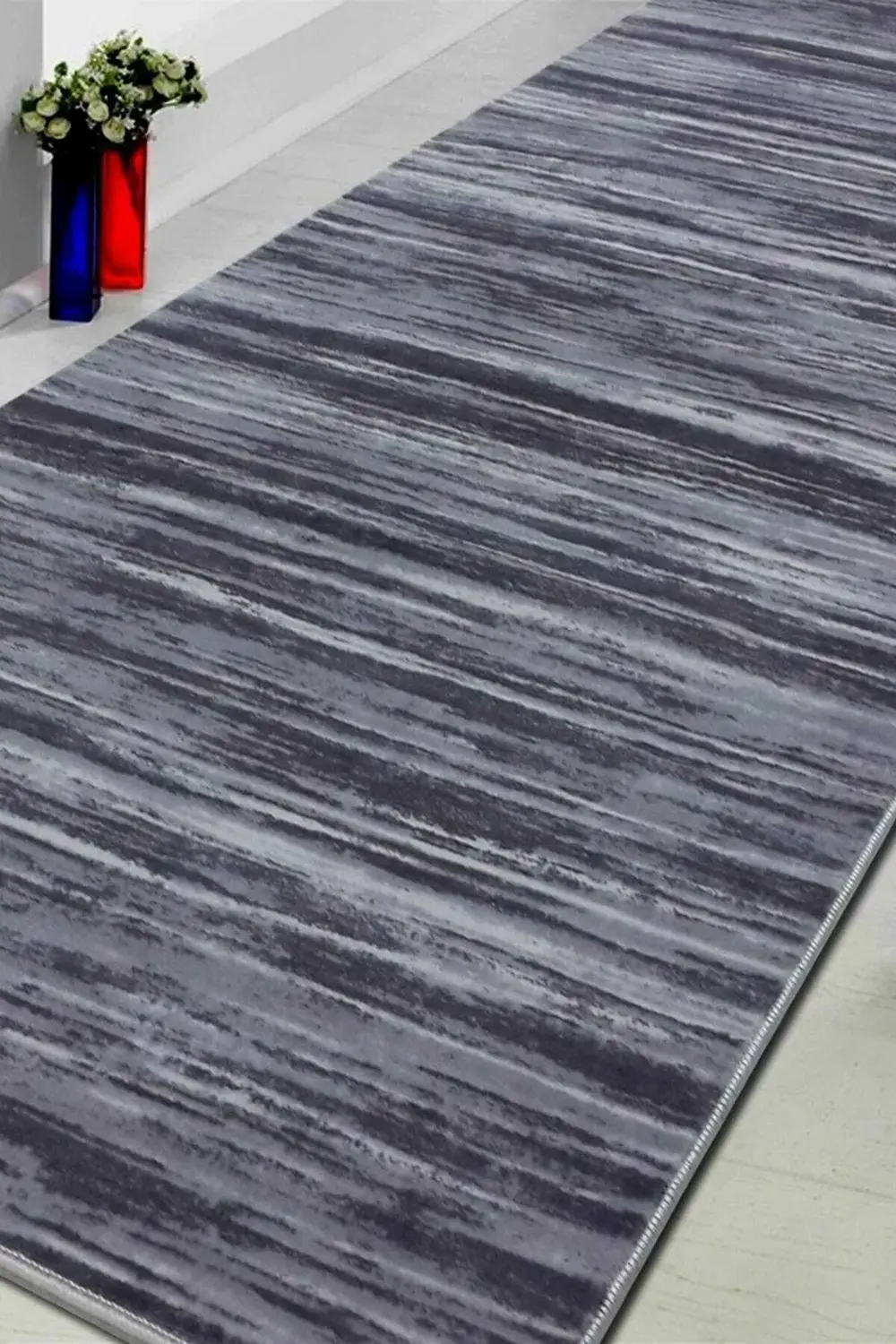 Halı Level Gri Kaymaz Taban Yıkanabilir Kesme Yolluk Salon Korido