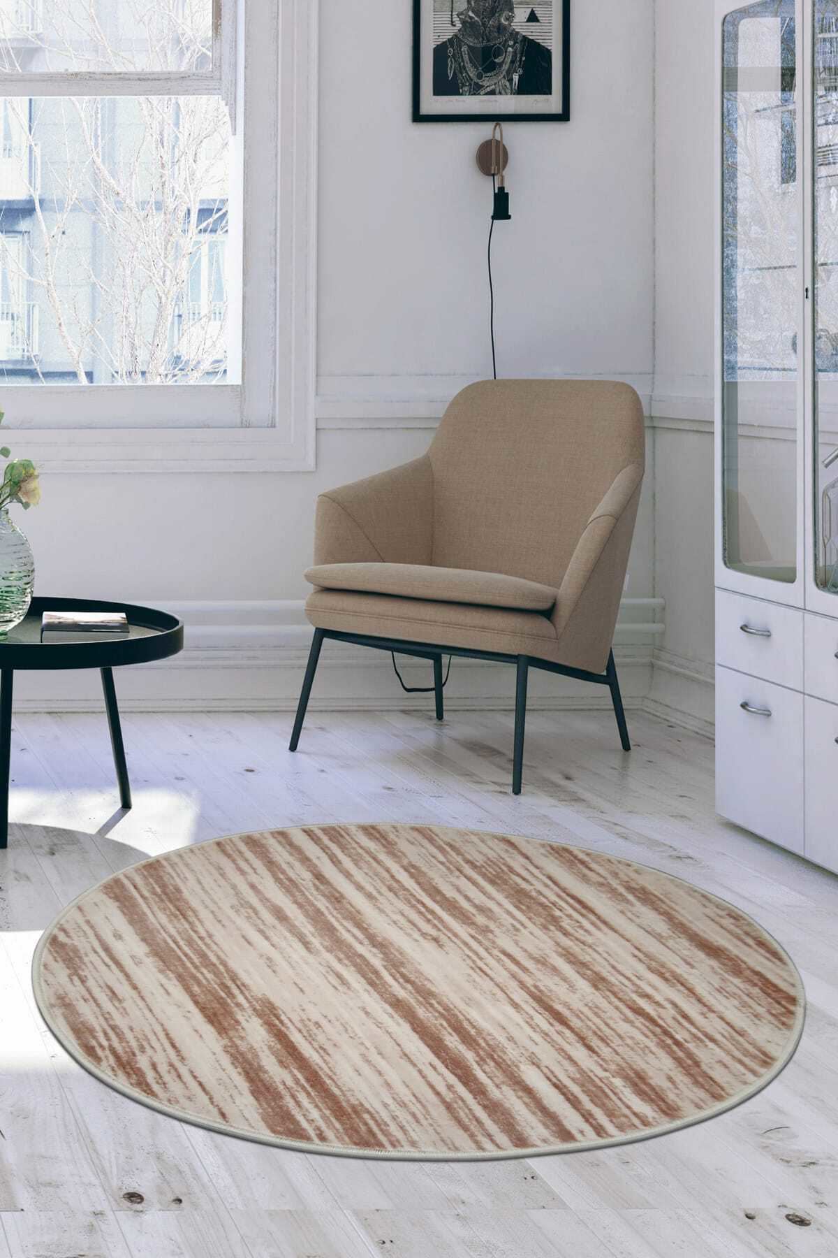 Halı Level Vizon Yuvarlak Kaymaz Taban Yıkanabilir 120X120