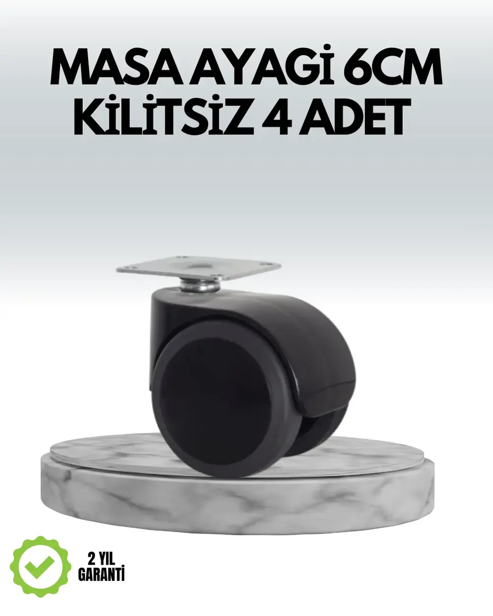 Halı ve Beton Uyumlu Kilitsiz Mobilya Tekerleği 4’lü