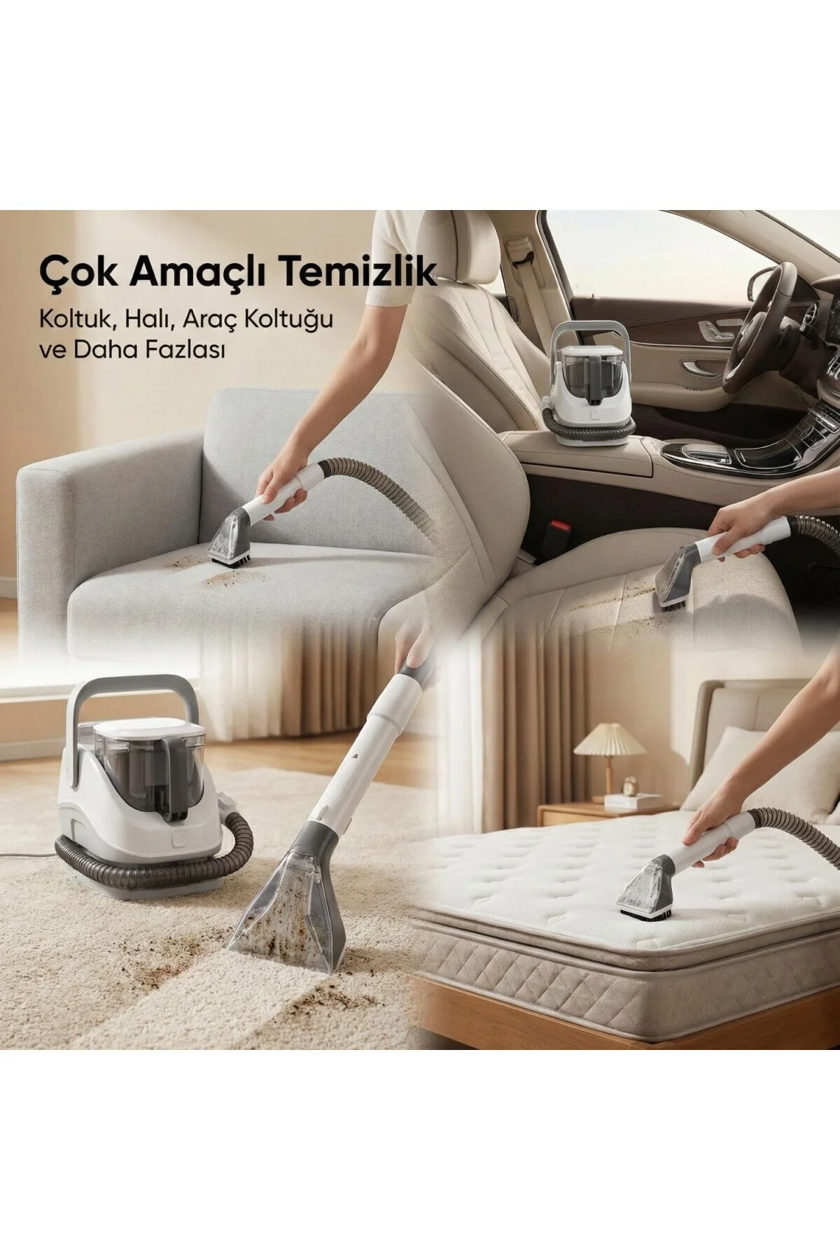 Halı ve Koltuk Yıkama Makinesi, 650W Güçlü Motor ve 12KPa Emiş Gü