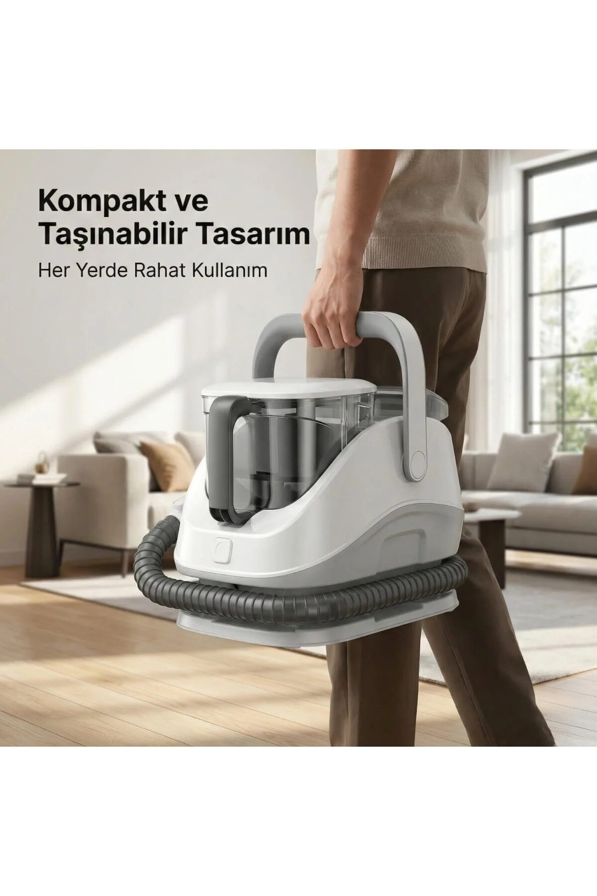 Halı ve Koltuk Yıkama Makinesi, 650W Güçlü Motor ve 12KPa Emiş Gü