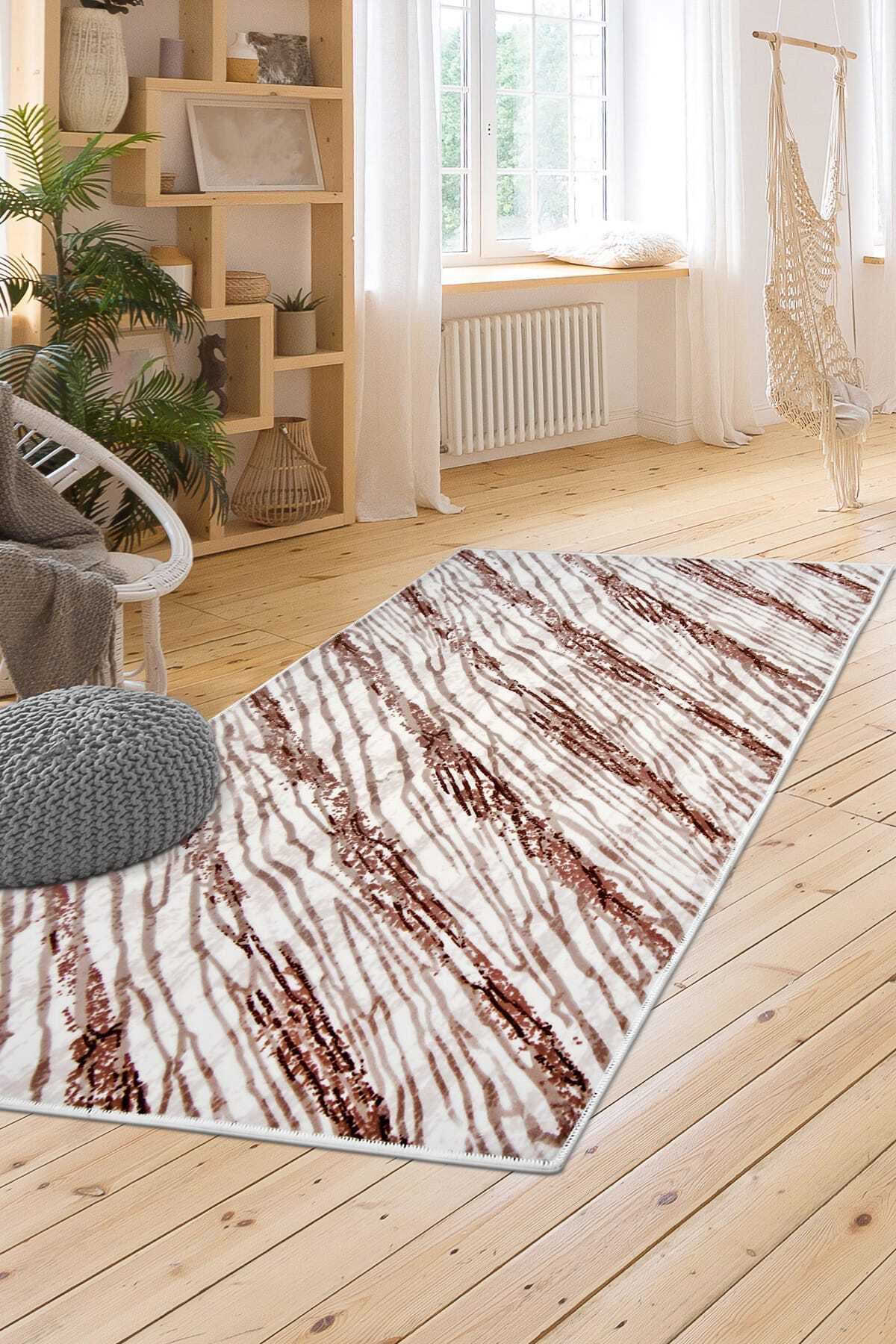 Halı Vepa Kahve Kaymaz Taban Yıkanabilir Kesme Yolluk Salon Antre