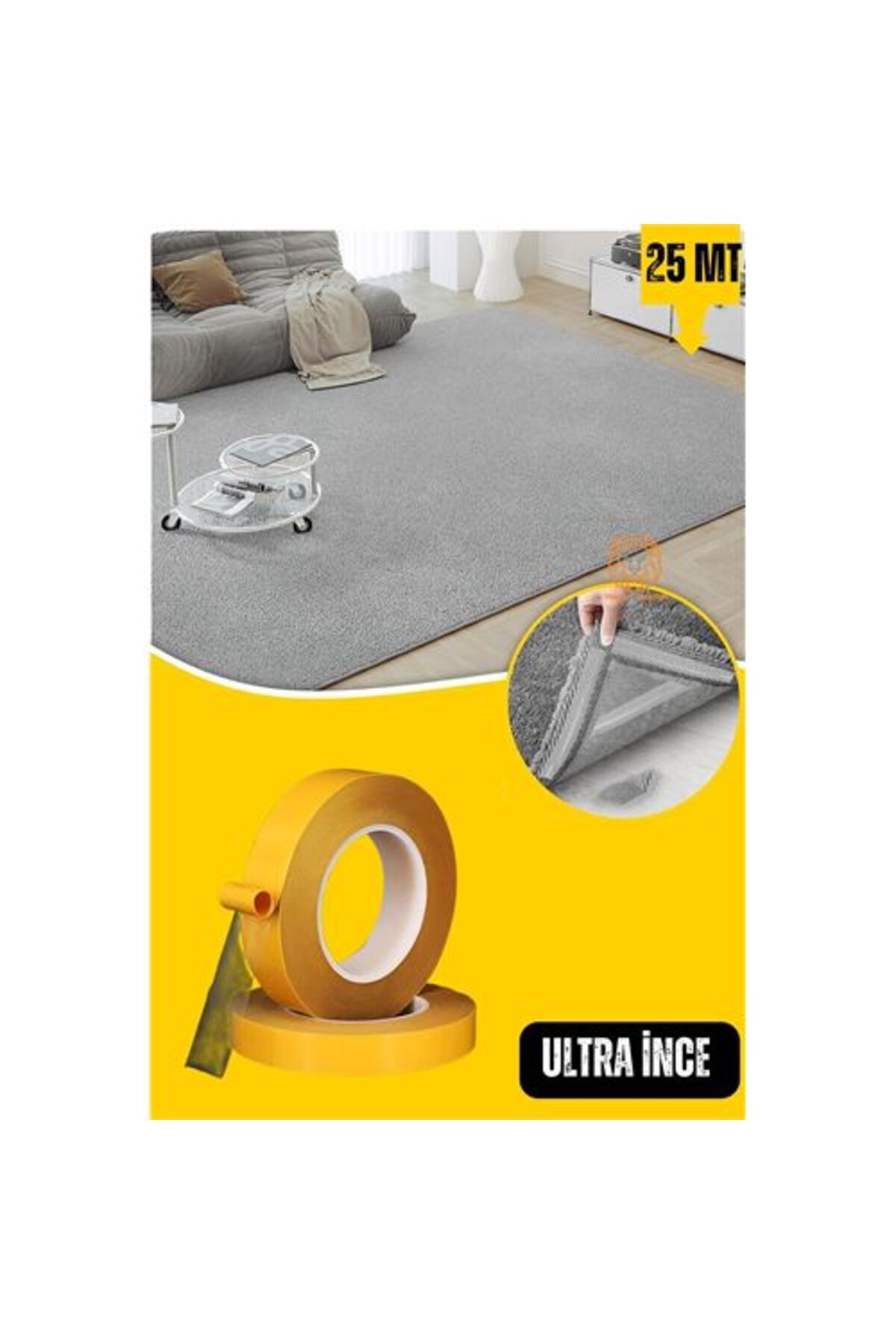 Modacar Hali Yapiştirici Hali Kaydirmaz Bant  Ultra İnce 25 Metre