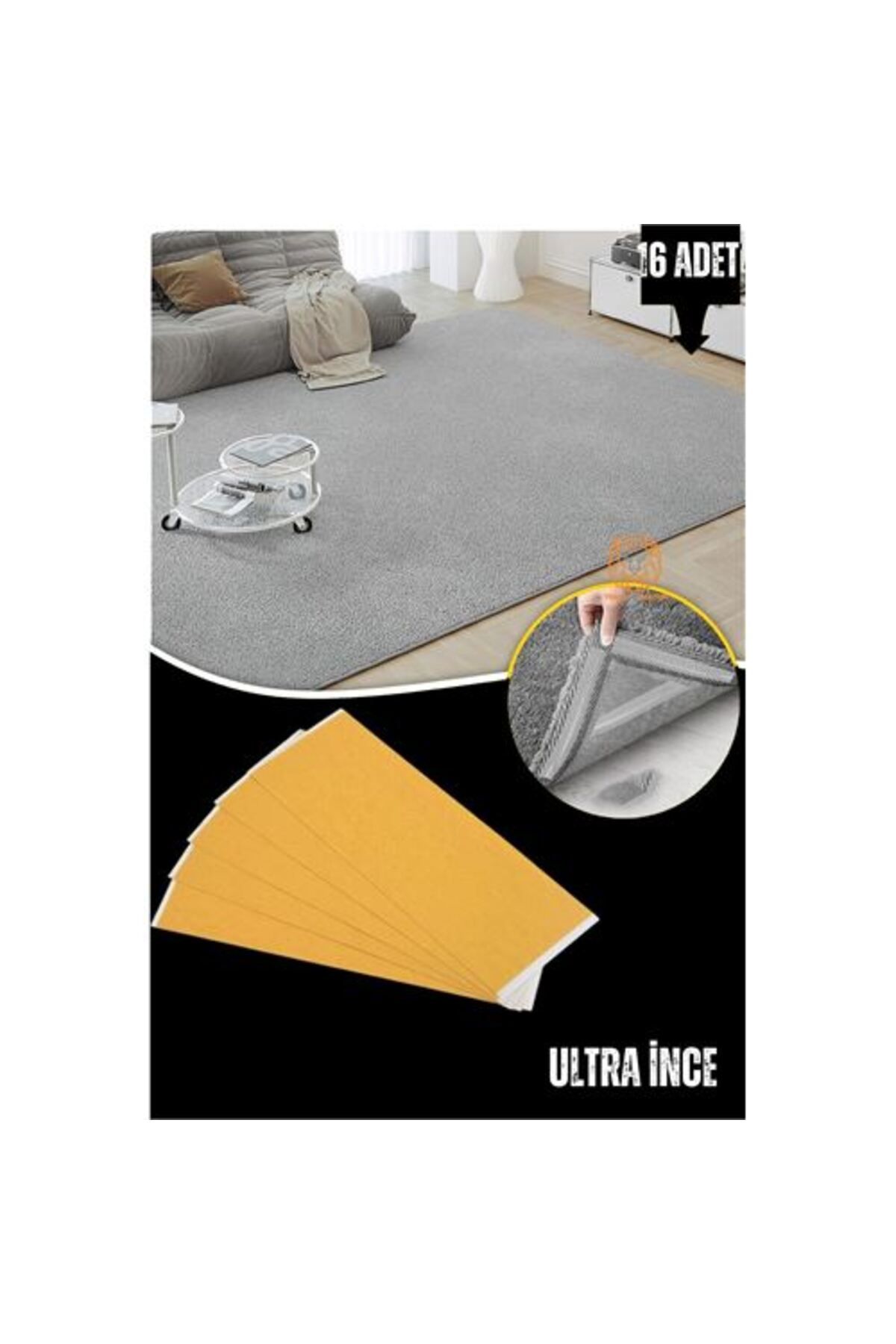Modacar Hali Yapiştirici Hali Kaydirmaz Bant Ultra İnce 16 Adet Kesik