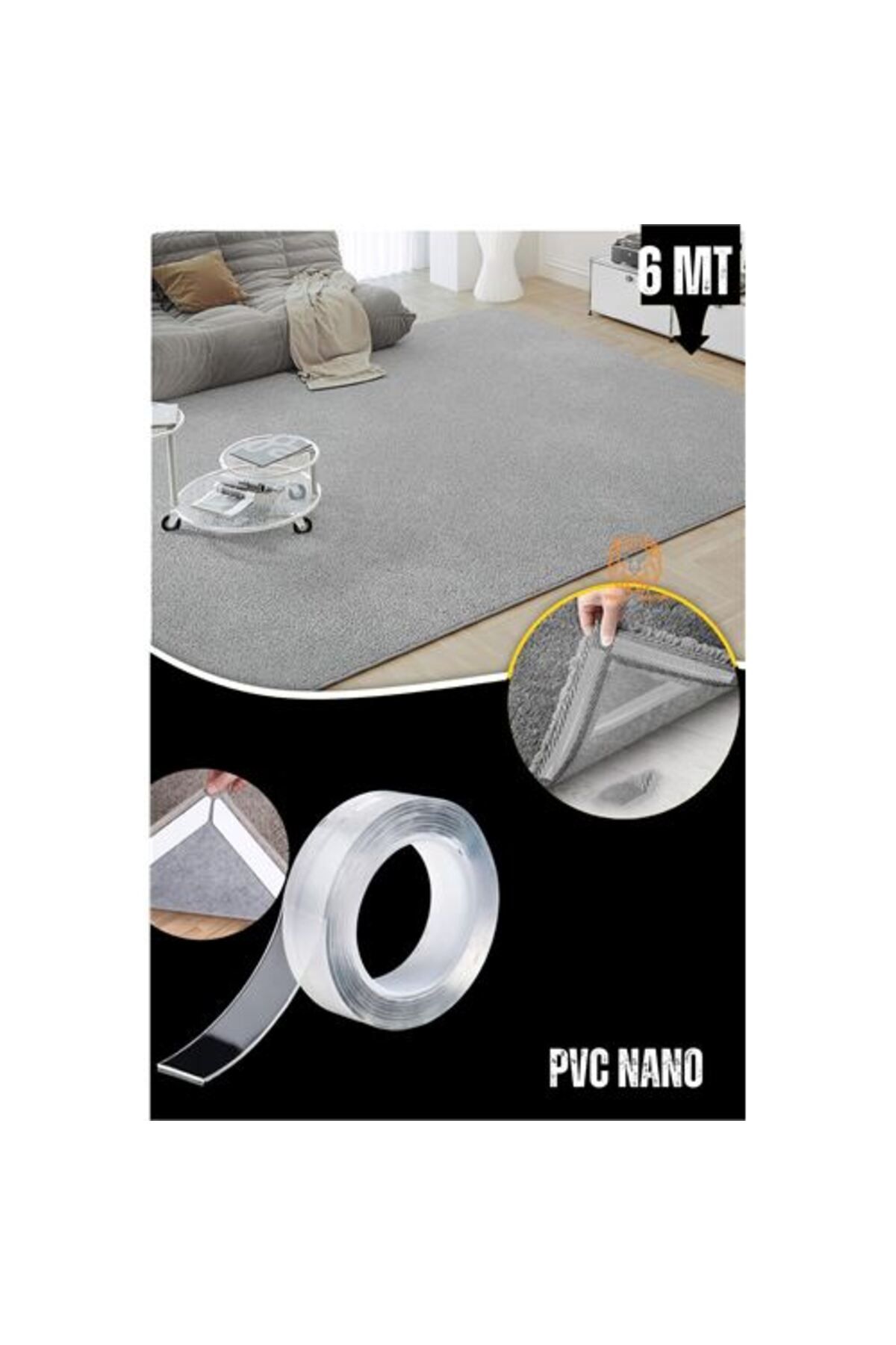 Modacar Hali Yapiştirici Hali Kaydirmaz Bant Nano Pvc 6 Metre