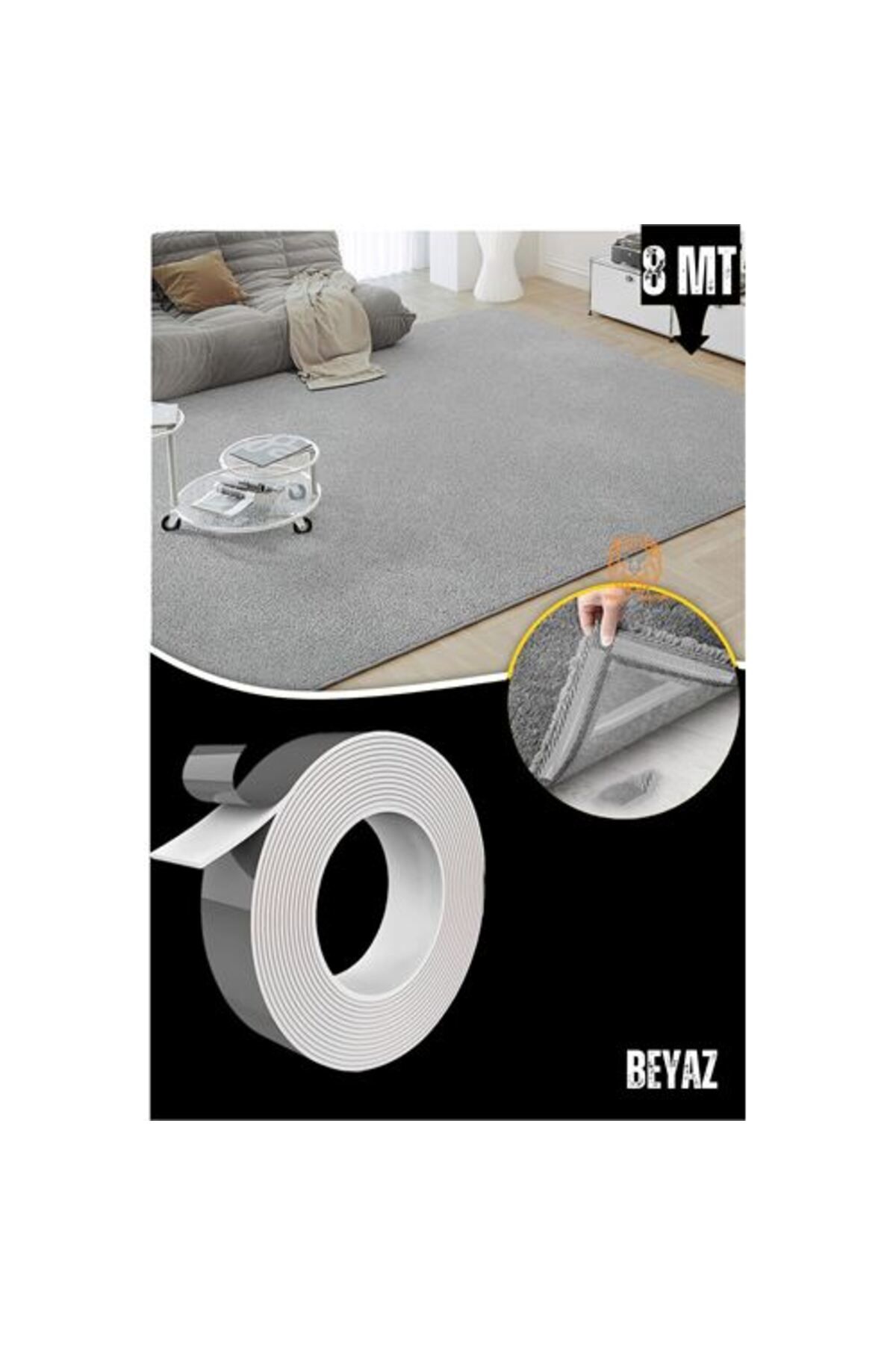 Modacar Hali Yapiştirici Hali Kaydirmaz Bant Nano Pvc 8 Metre